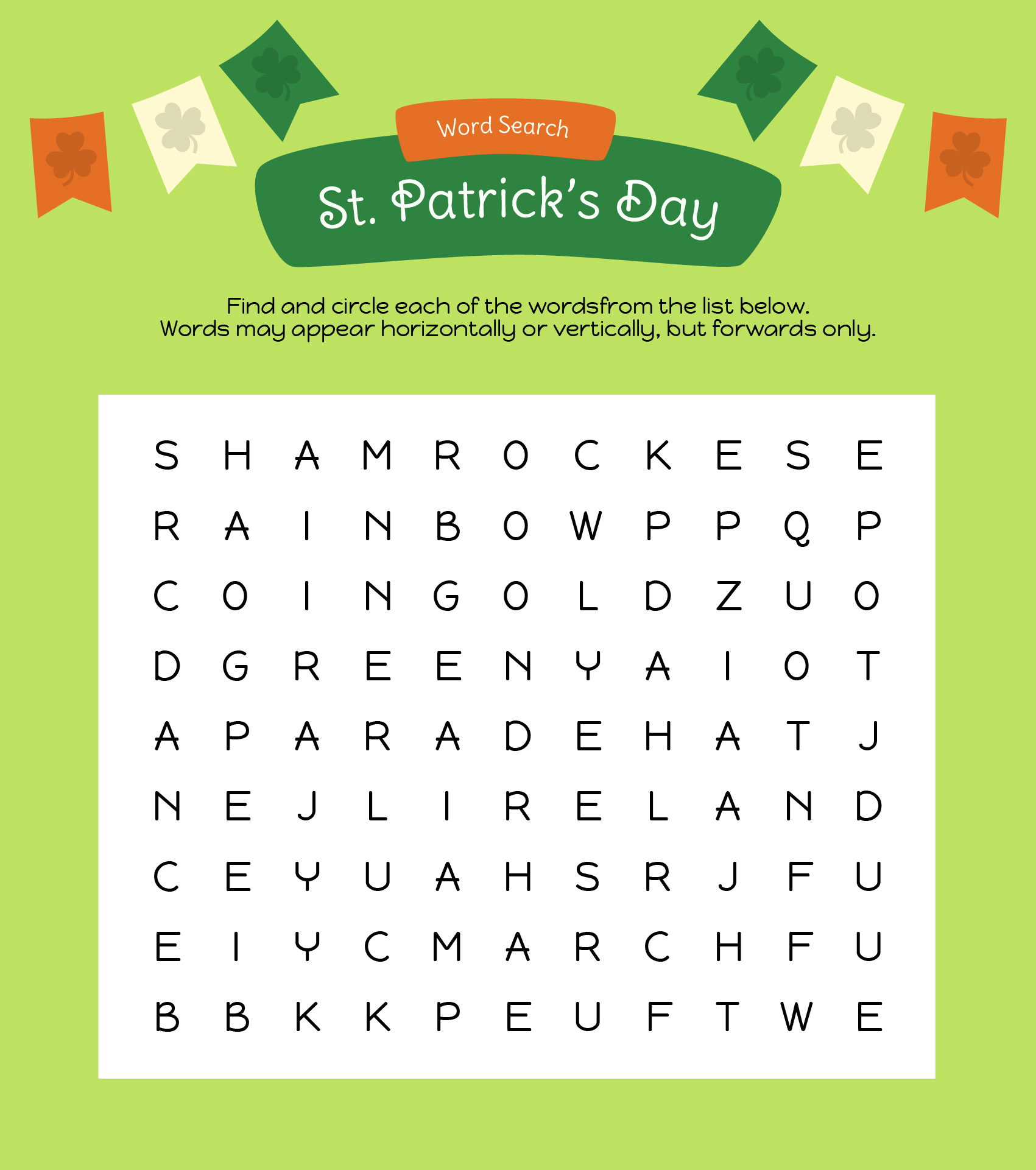 St Patrick’s Day Word Search Puzzles