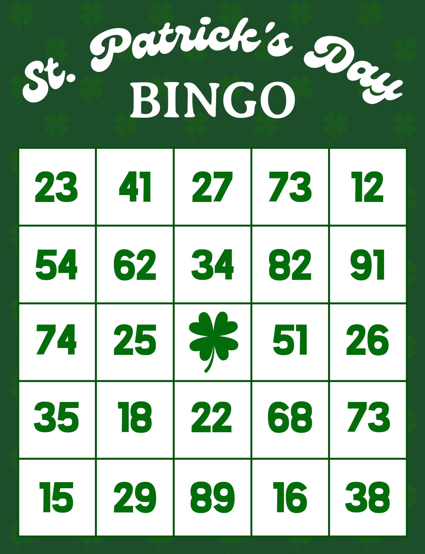 St. Patricks Day Bingo Cards Printables
