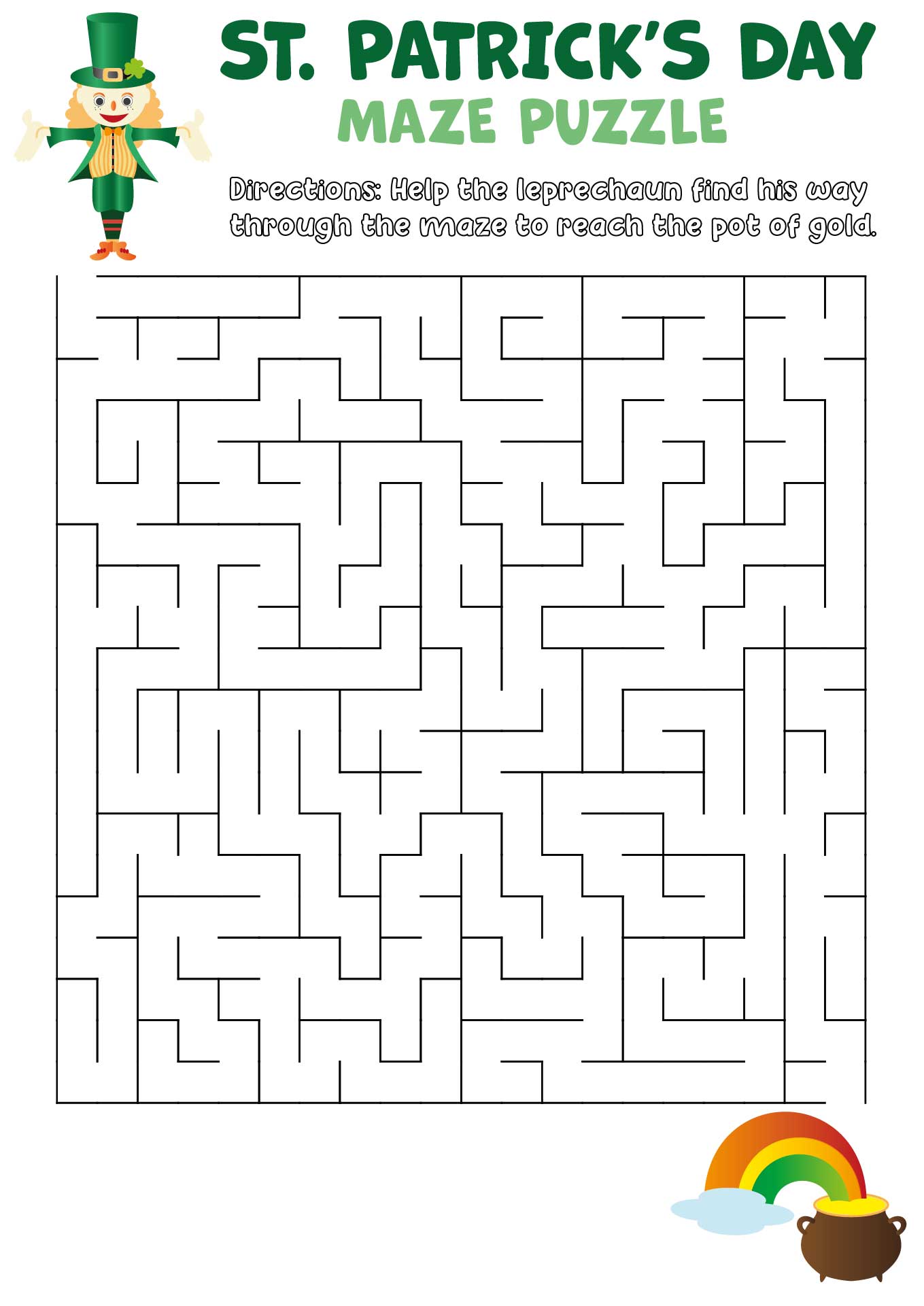St. Patricks Day Mazes Puzzles Printable St. Patricks Day Mazes Puzzles Printable