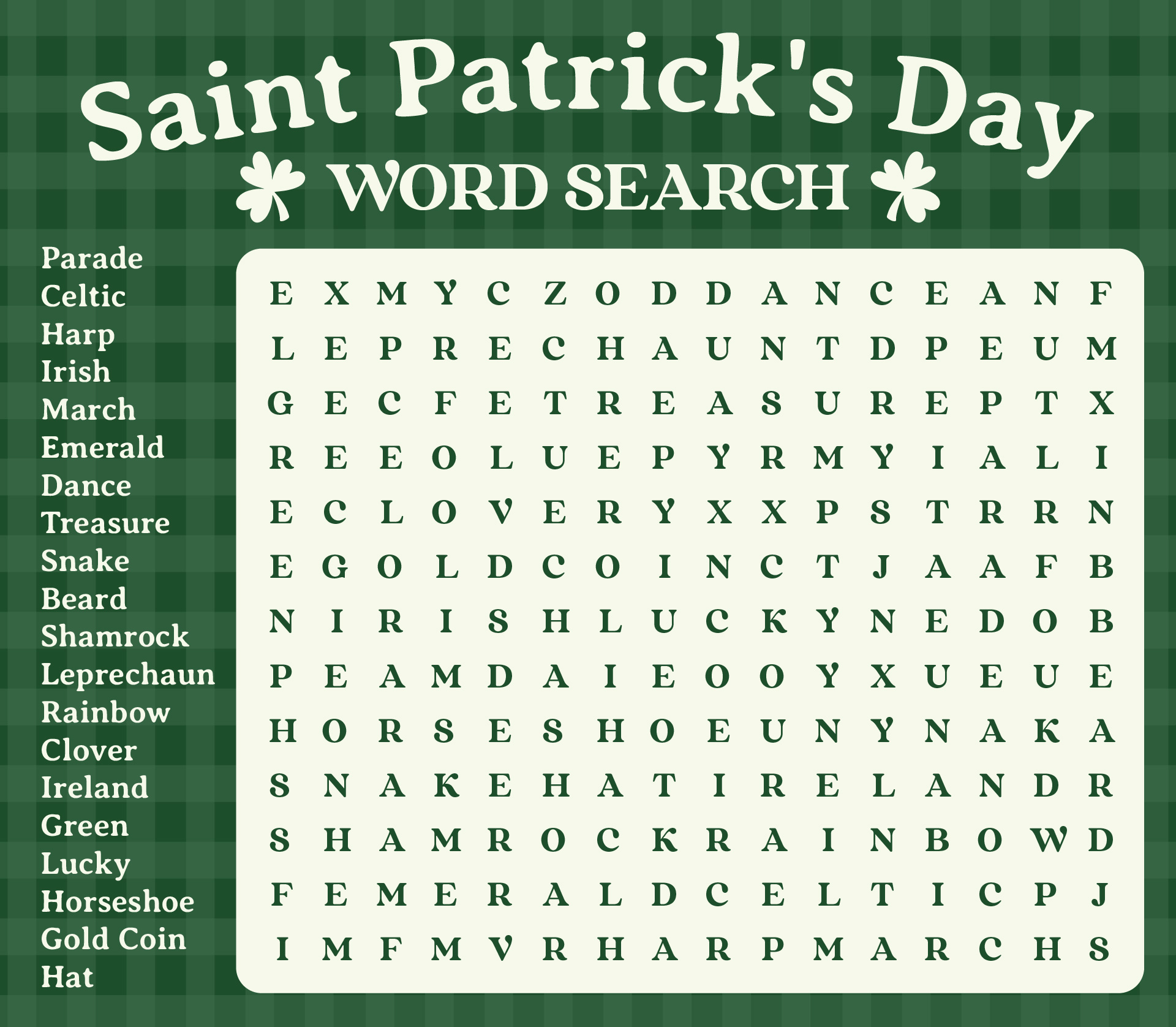 St. Patricks Day Word Search Printables