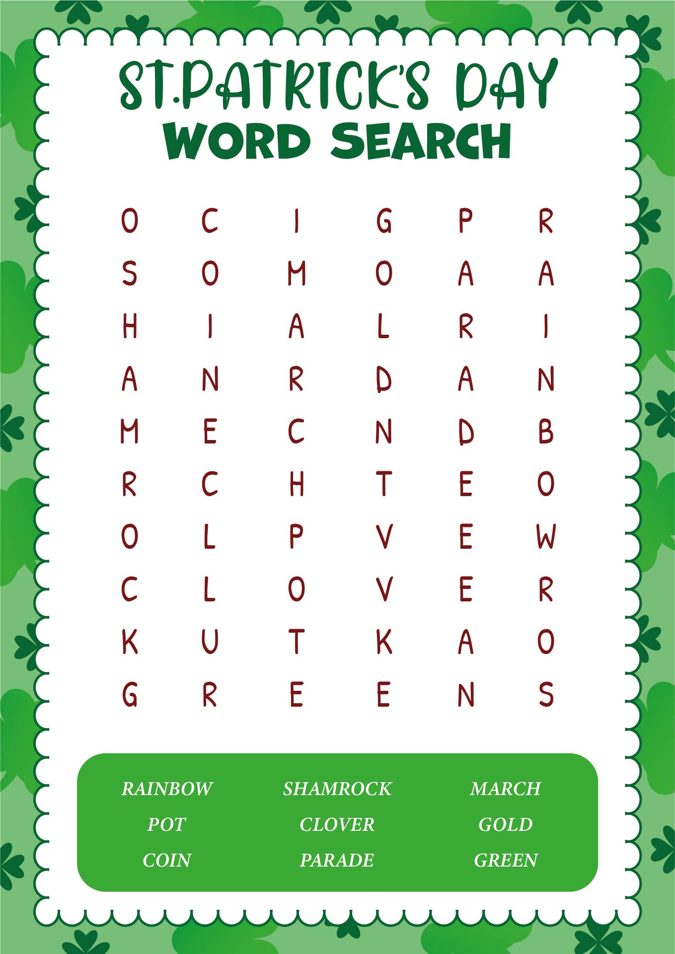 St. Patricks Day Word Search Puzzles Printable St. Patricks Day Word Search Puzzles Printable