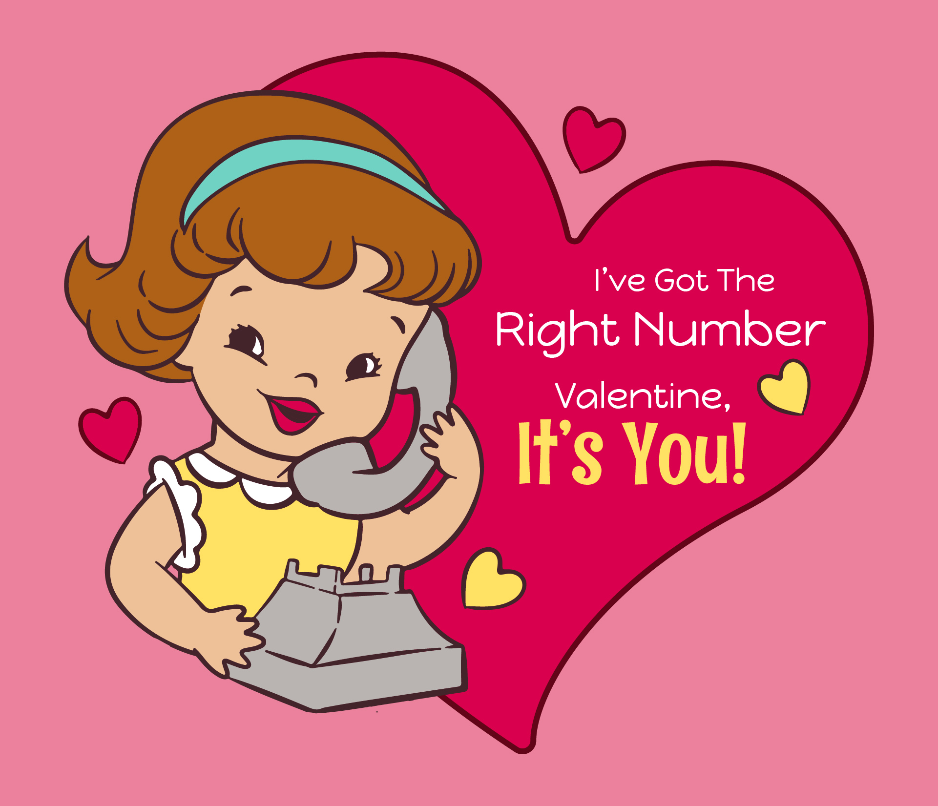 Girl Vintage Happy Valentines Day Card For You