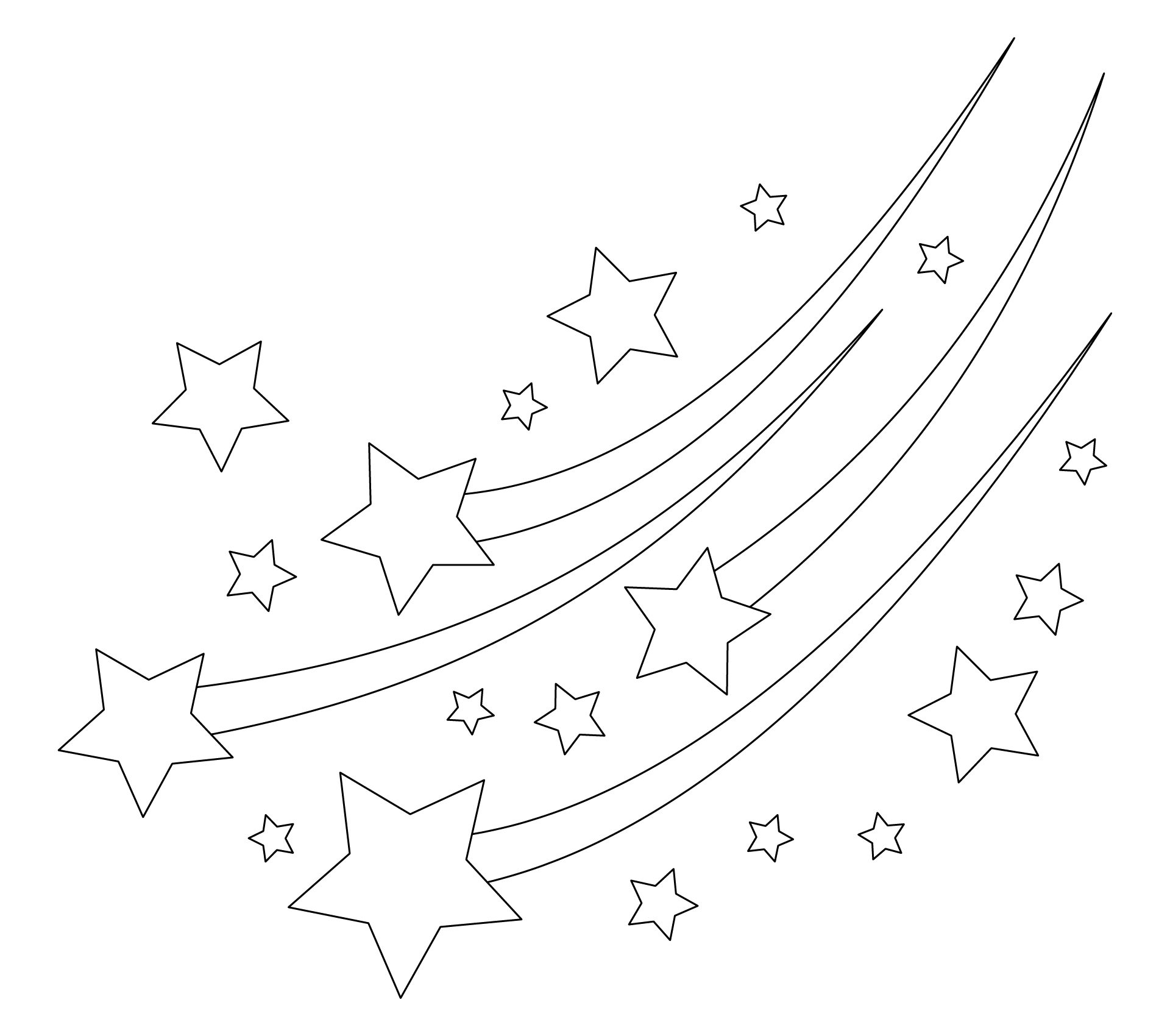 Shooting Star Outline Coloring Page For Adult