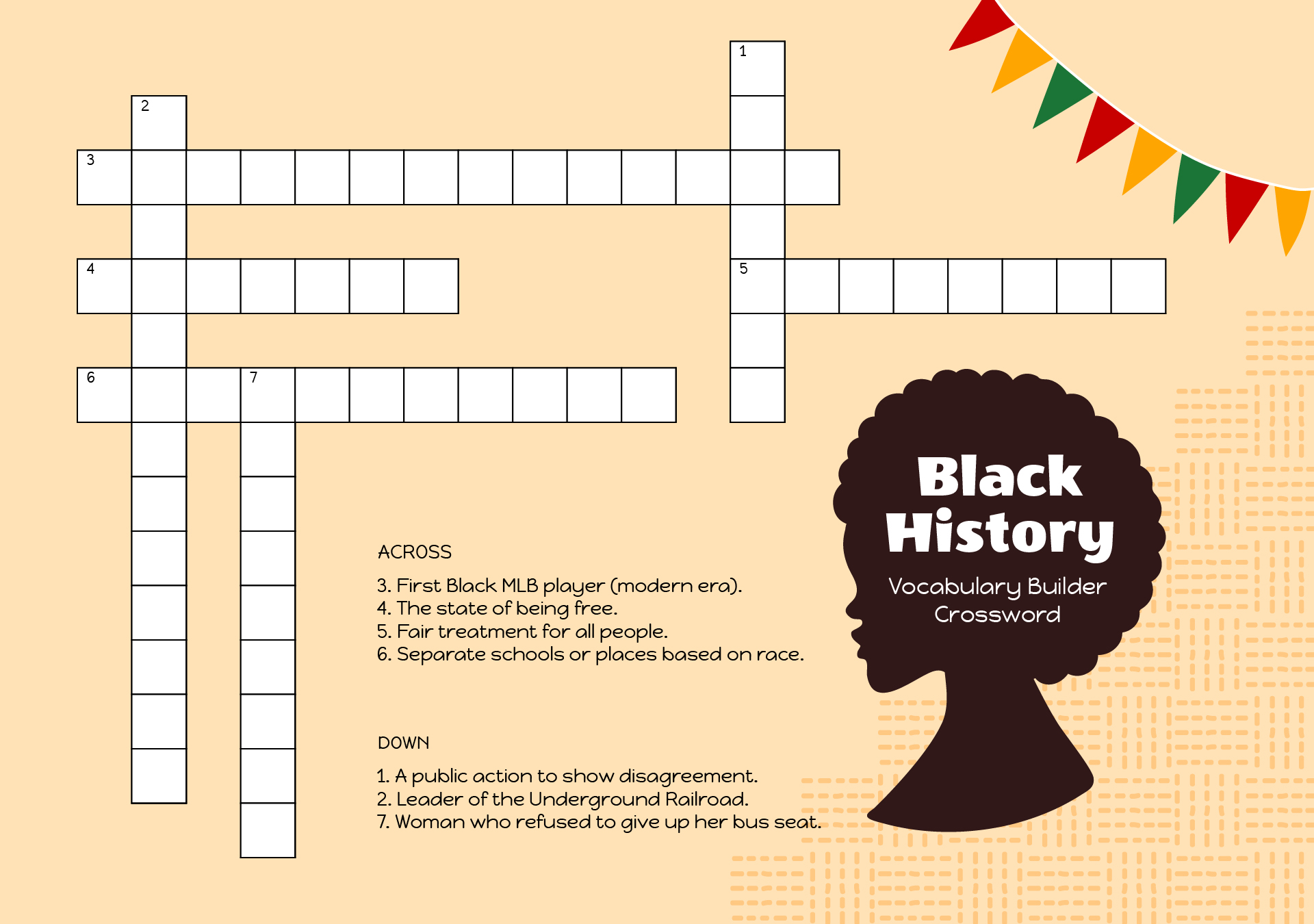 Black History Vocabulary Builder Crossword Worksheet