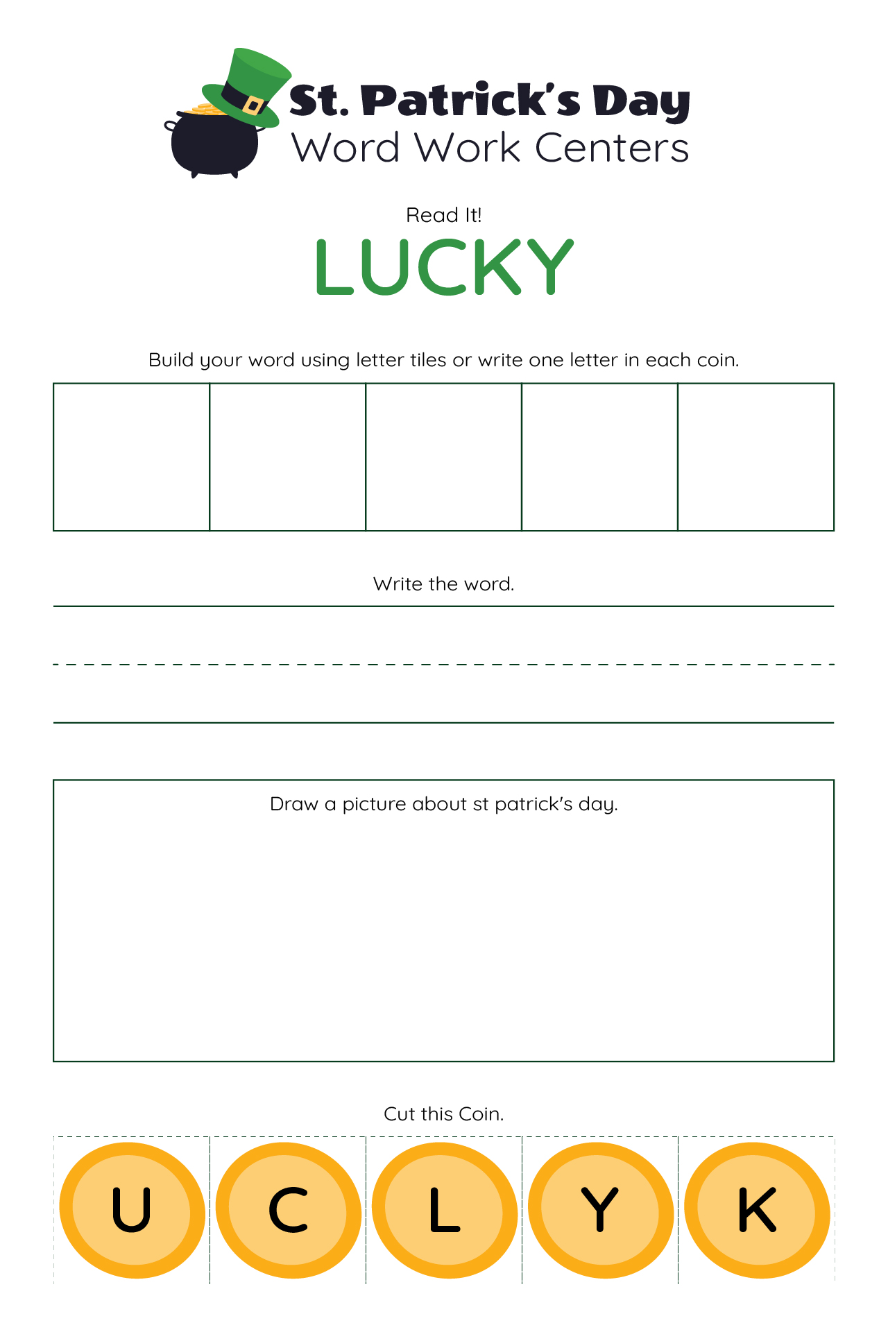 Holiday St Patricks Day Spelling Centers Holiday St Patricks Day Spelling Centers