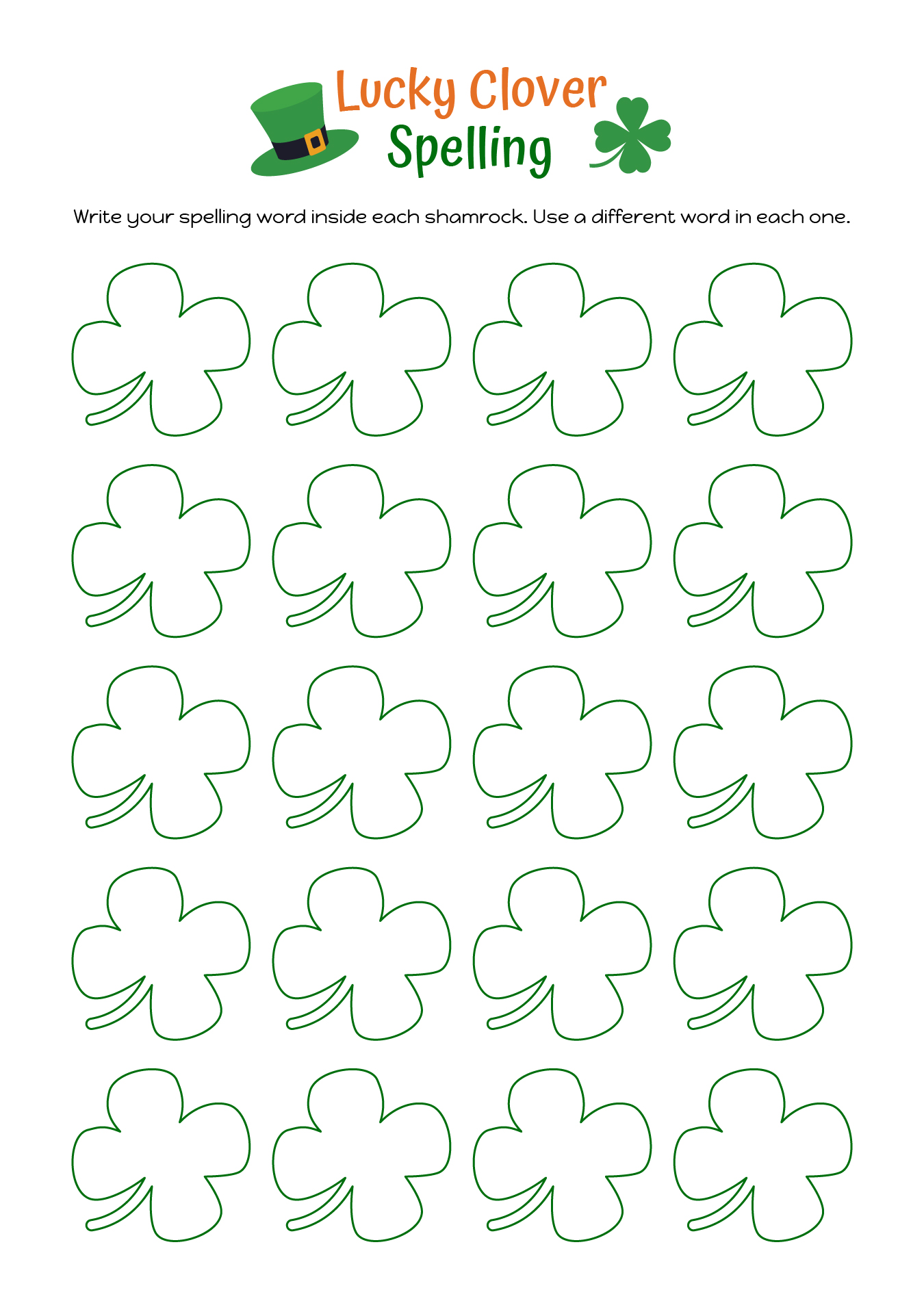 Shamrock Spelling Practice Shamrock Spelling Practice