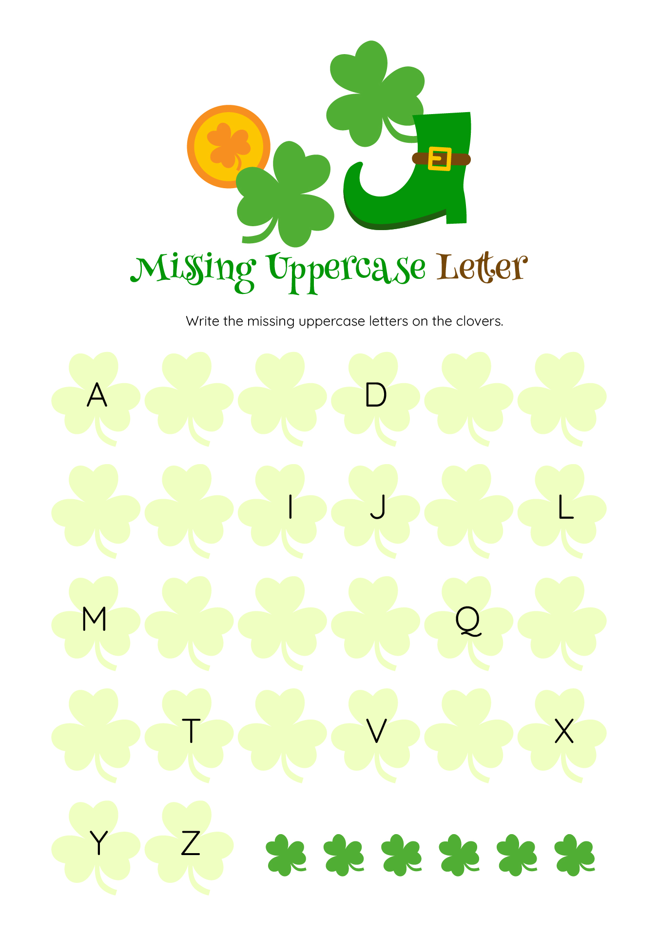 St Patrick Day Missing Letters Worksheet St Patrick Day Missing Letters Worksheet
