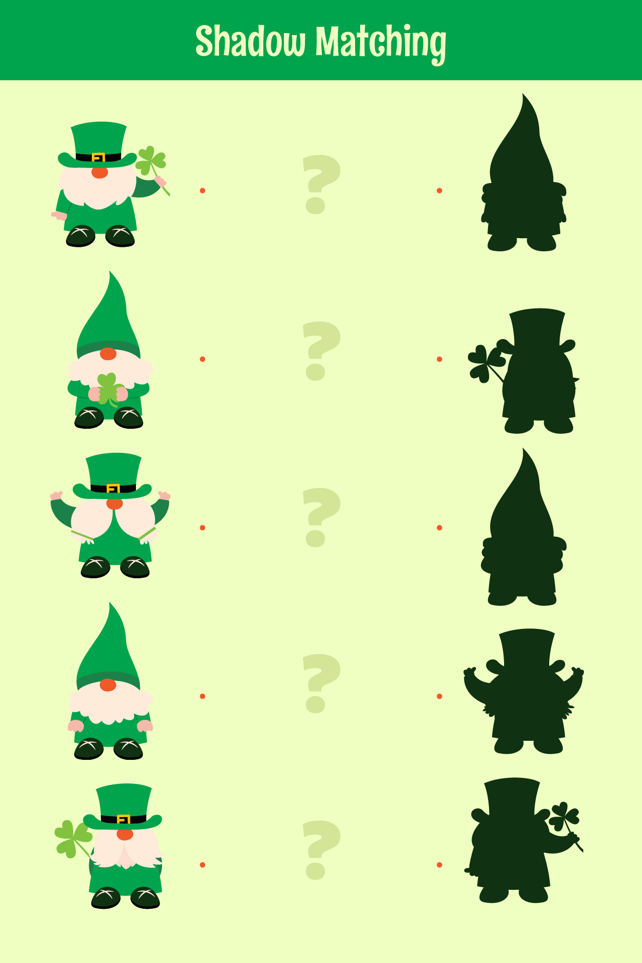 Gnomes Matching Activity For Kids Gnomes Matching Activity For Kids