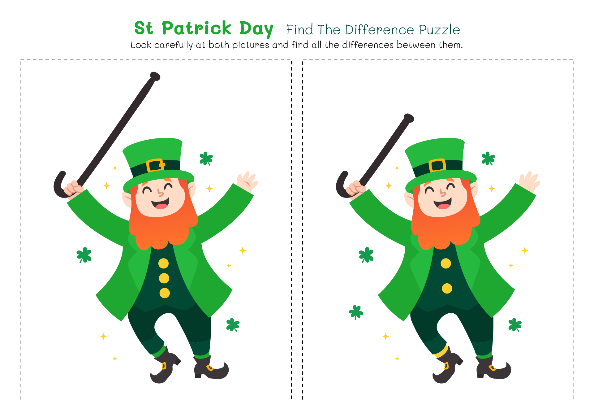 St Patrick Day Find The Difference Puzzle St Patrick Day Find The Difference Puzzle