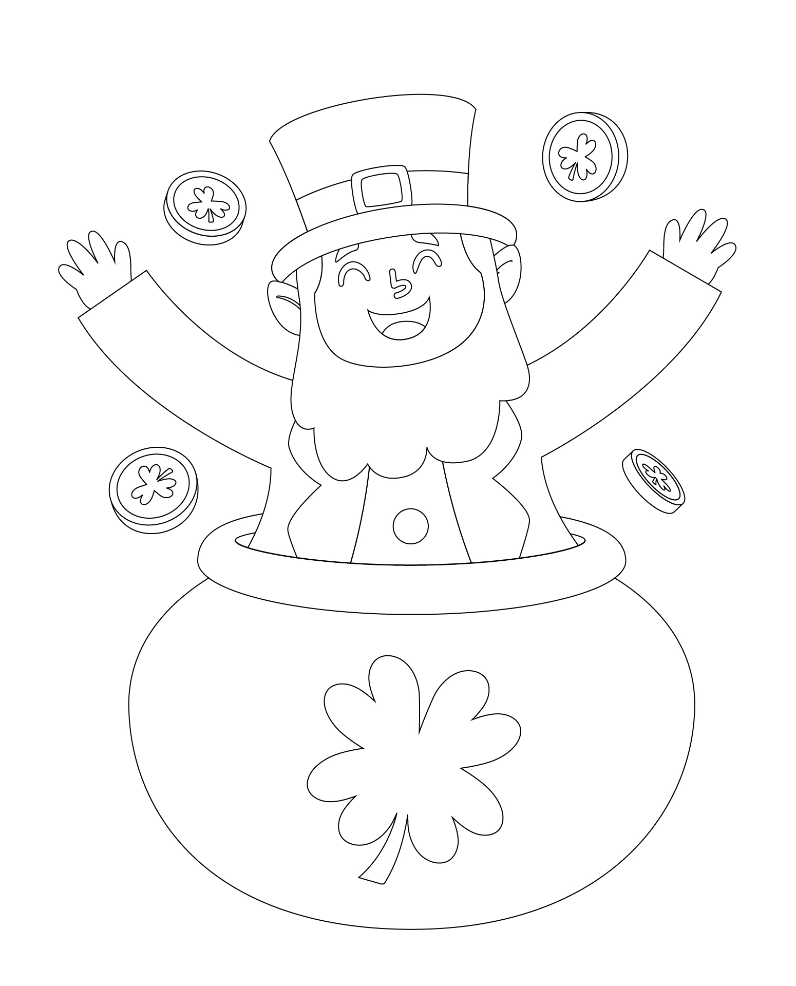 Good Luck Leprechaun Coloring Page Printable