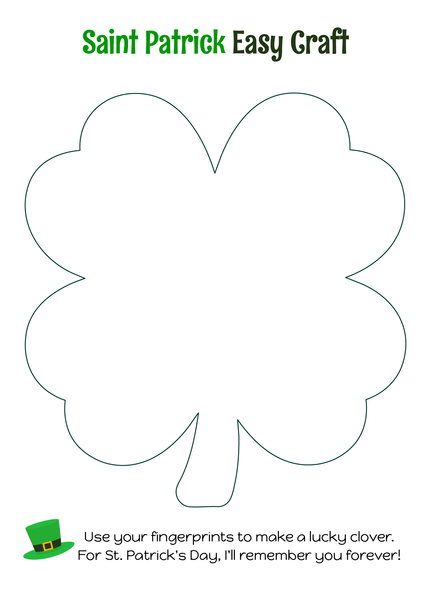Printable Saint Patrick Easy Craft Template
