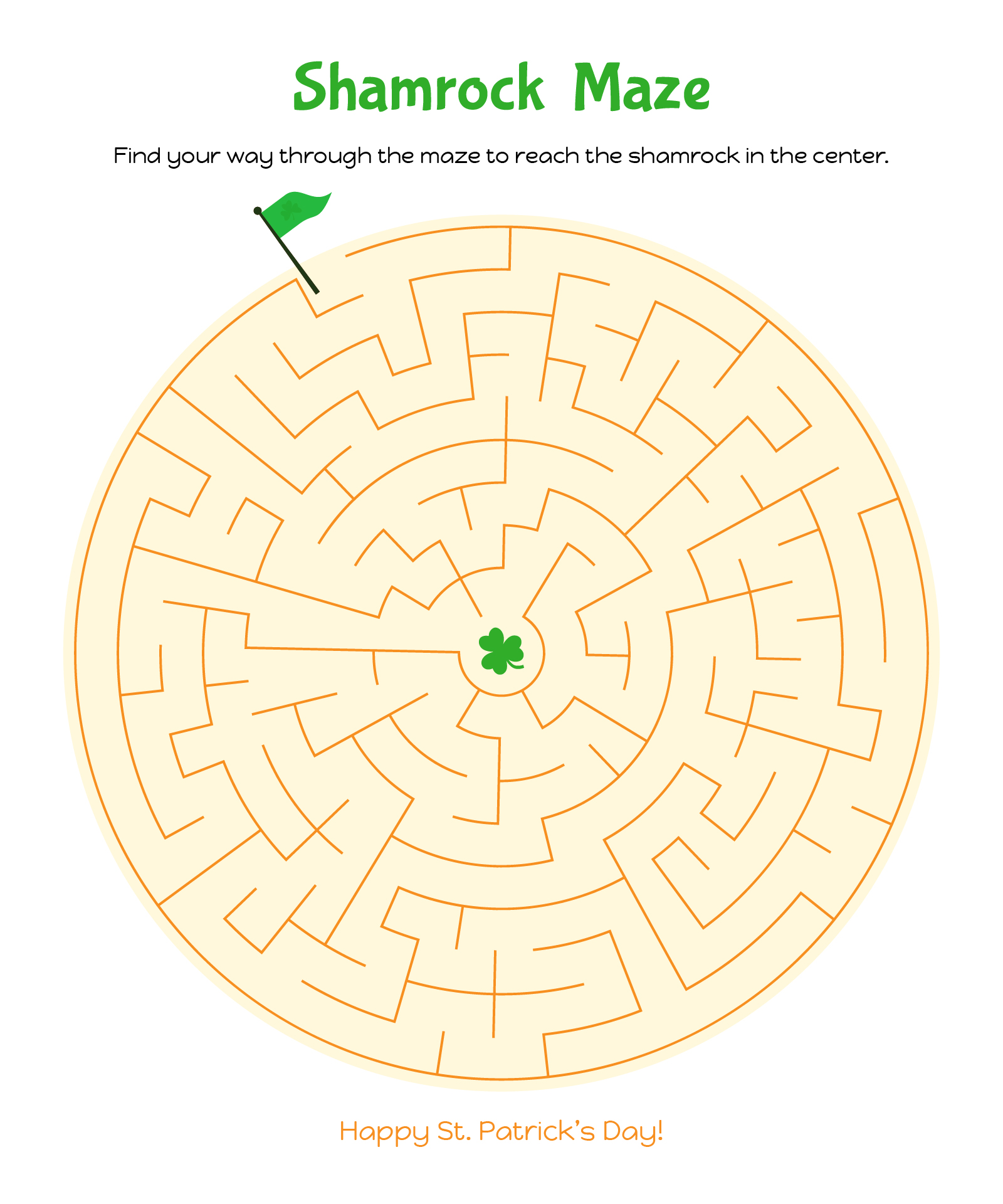 Saint Patrick Shamrock Maze Game Puzzle