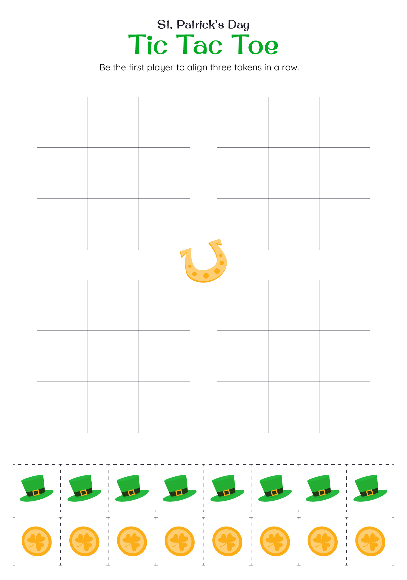 St Patrick Day Tic Tac Toe Activity Template