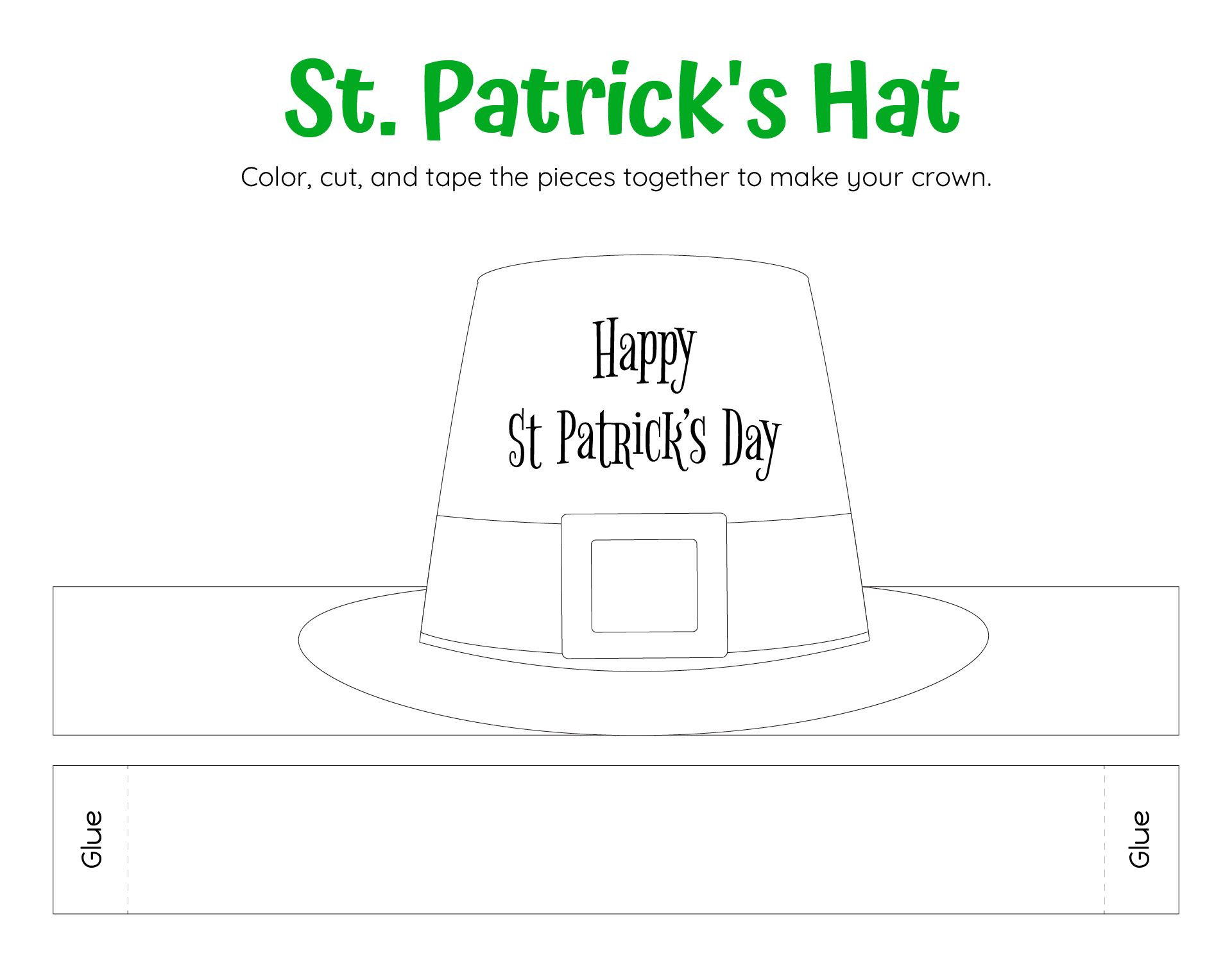 Happy St Pat Hat Craft Template