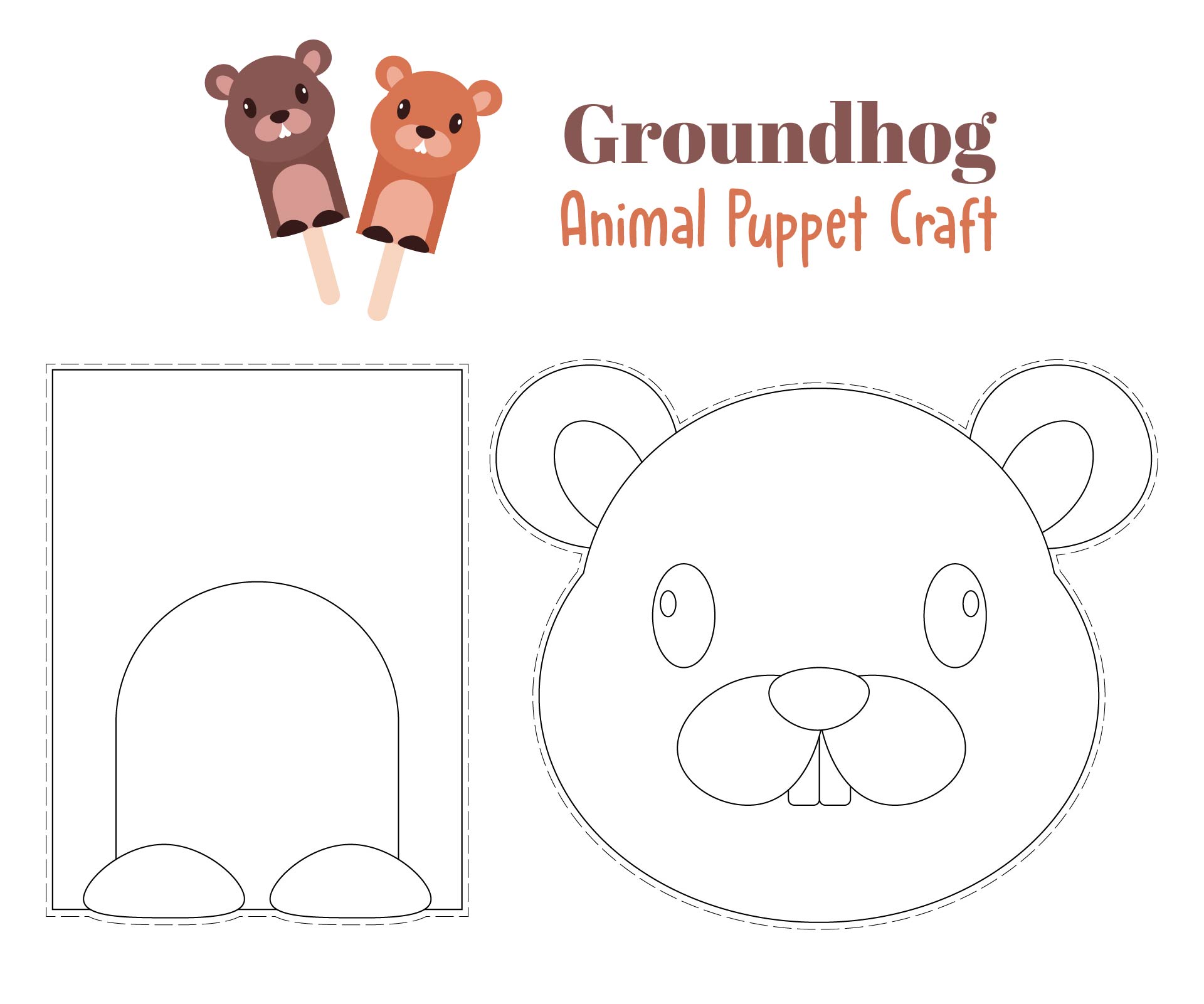 Groundhog Animal Puppet Craft Groundhog Animal Puppet Craft