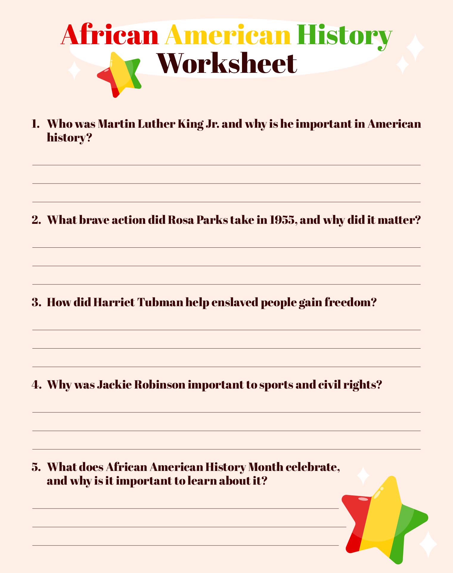 African American History Month Worksheet