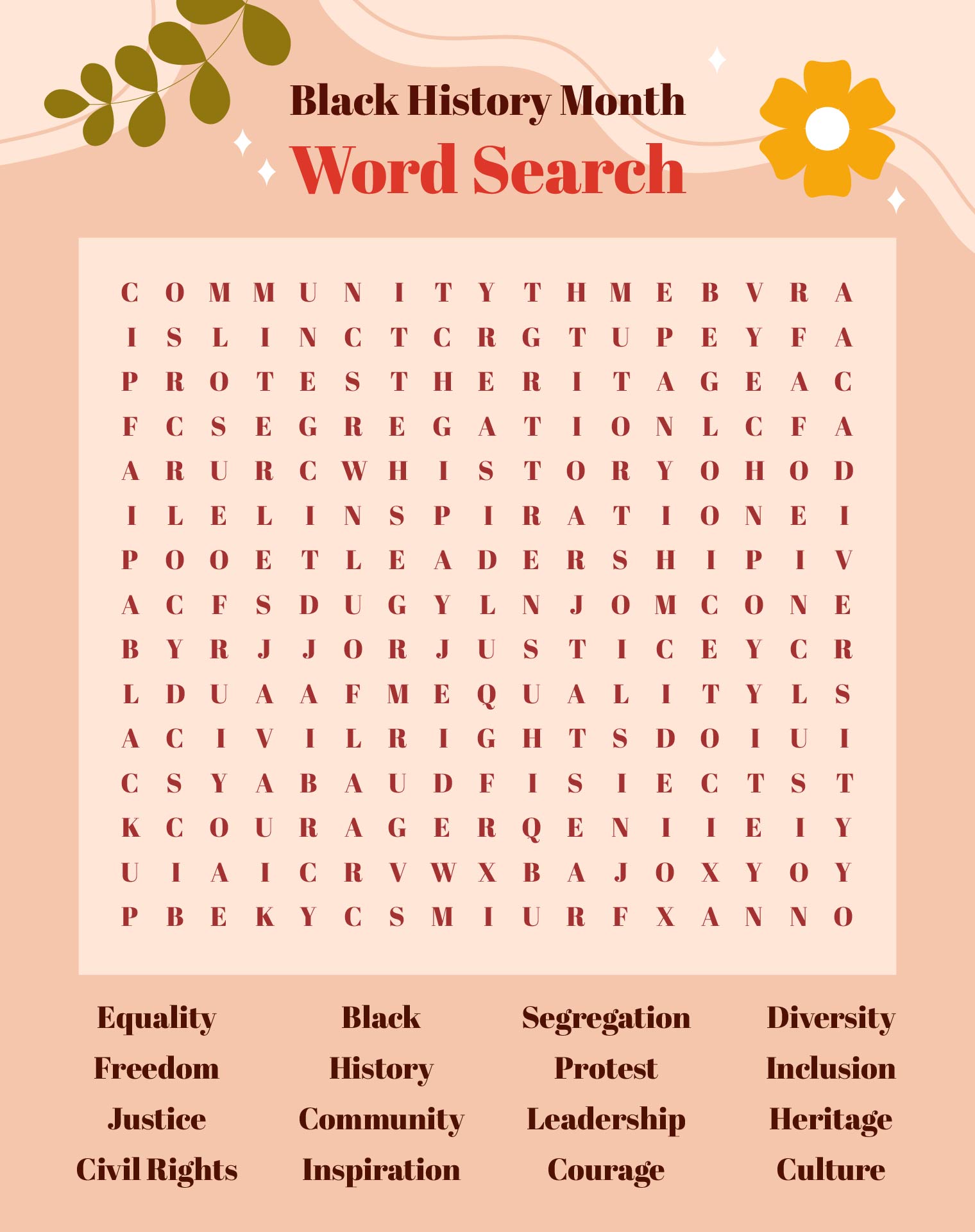 Black History Month Word Search