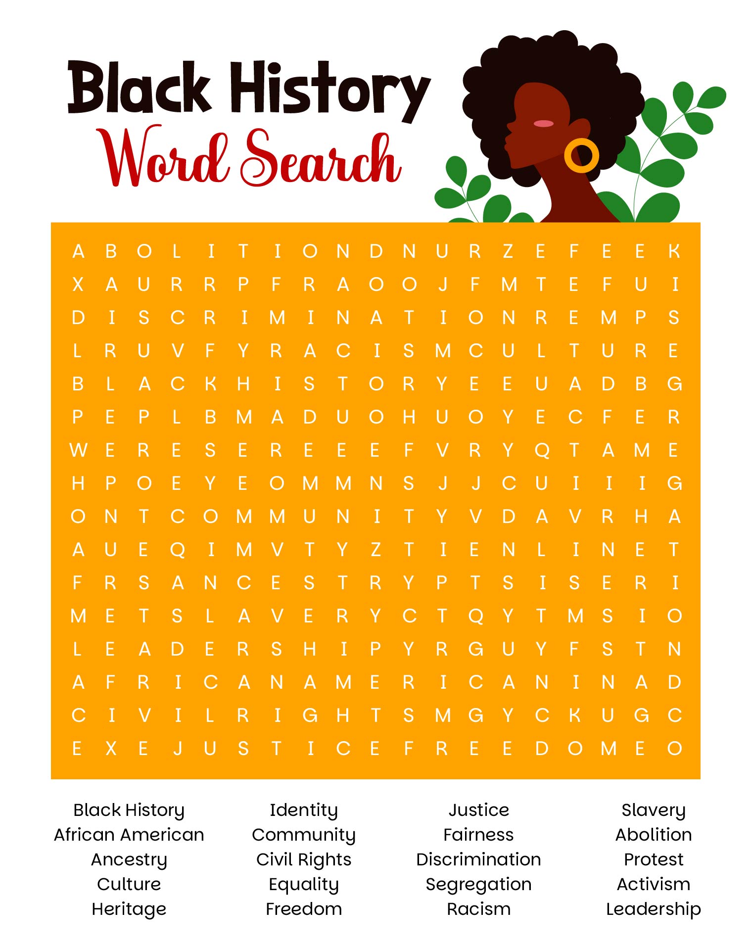Black History Vocabulary Puzzle