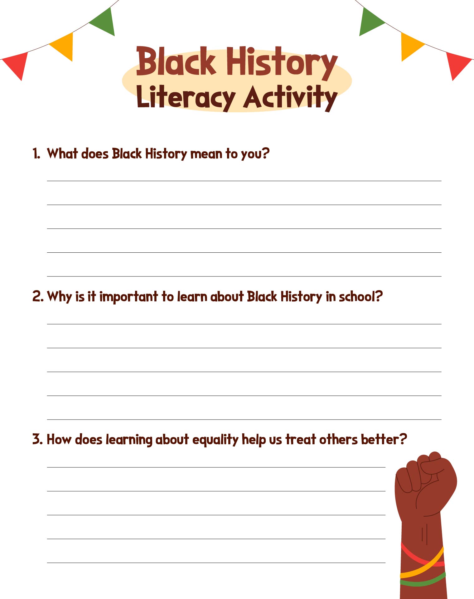 Black History Literacy Activity For Students