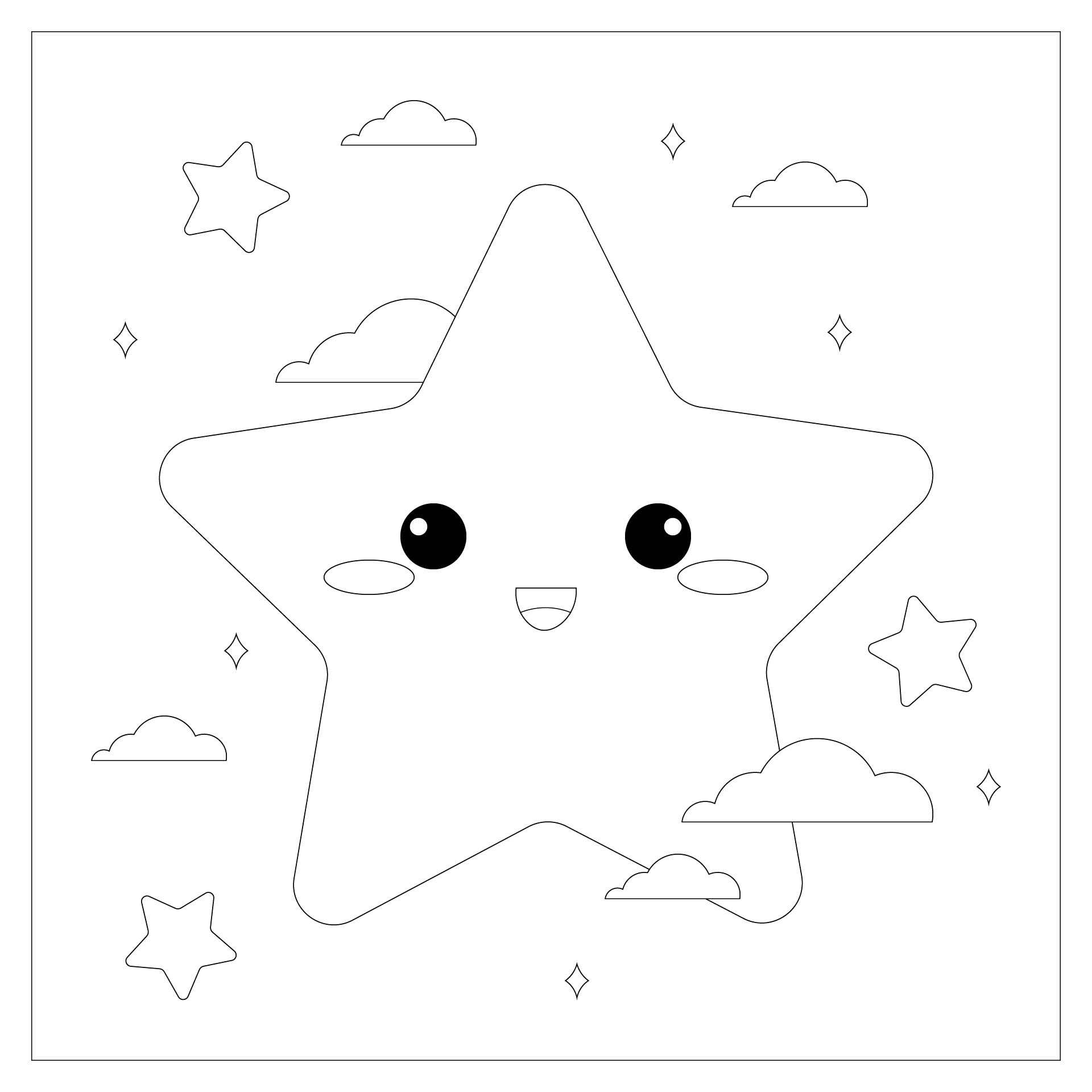 Cute Star Coloring Pages For Toddlers