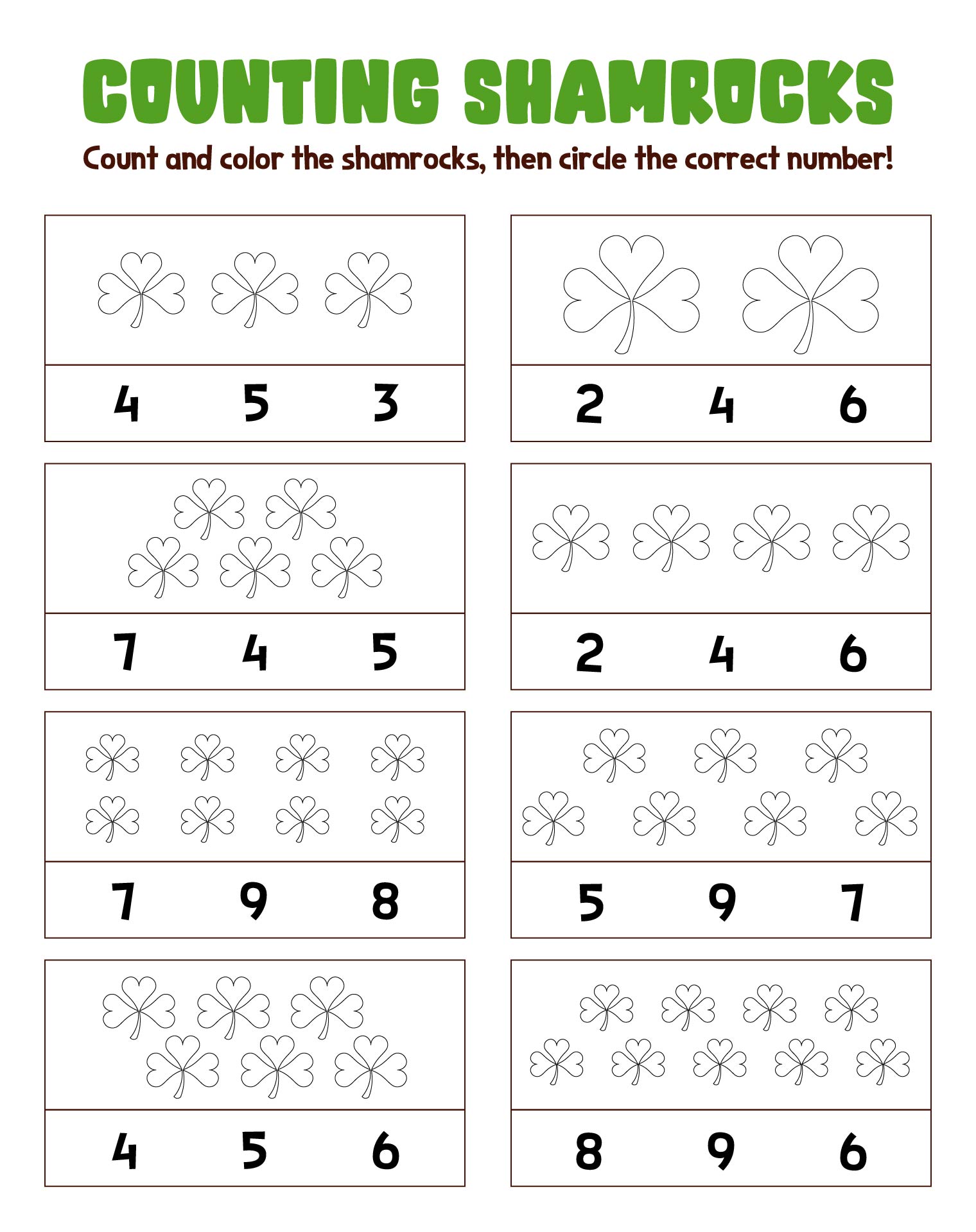 St Patrick Day Counting Sheet Worksheet St Patrick Day Counting Sheet Worksheet