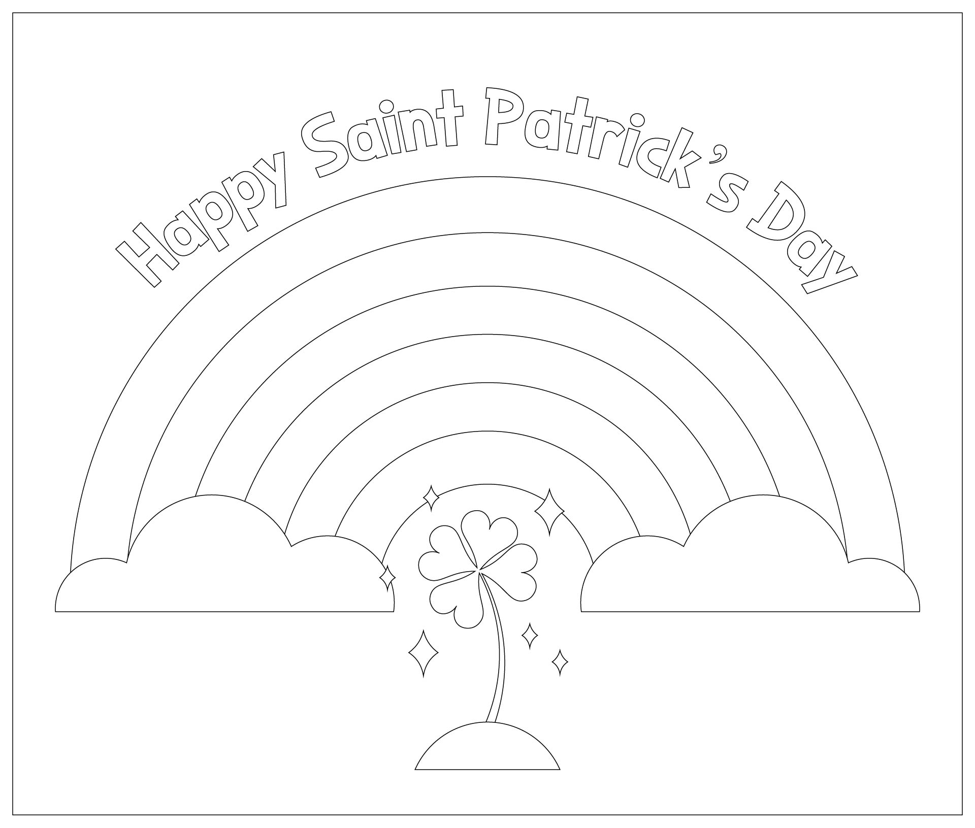 Lucky Shamrock Rainbow Coloring Page