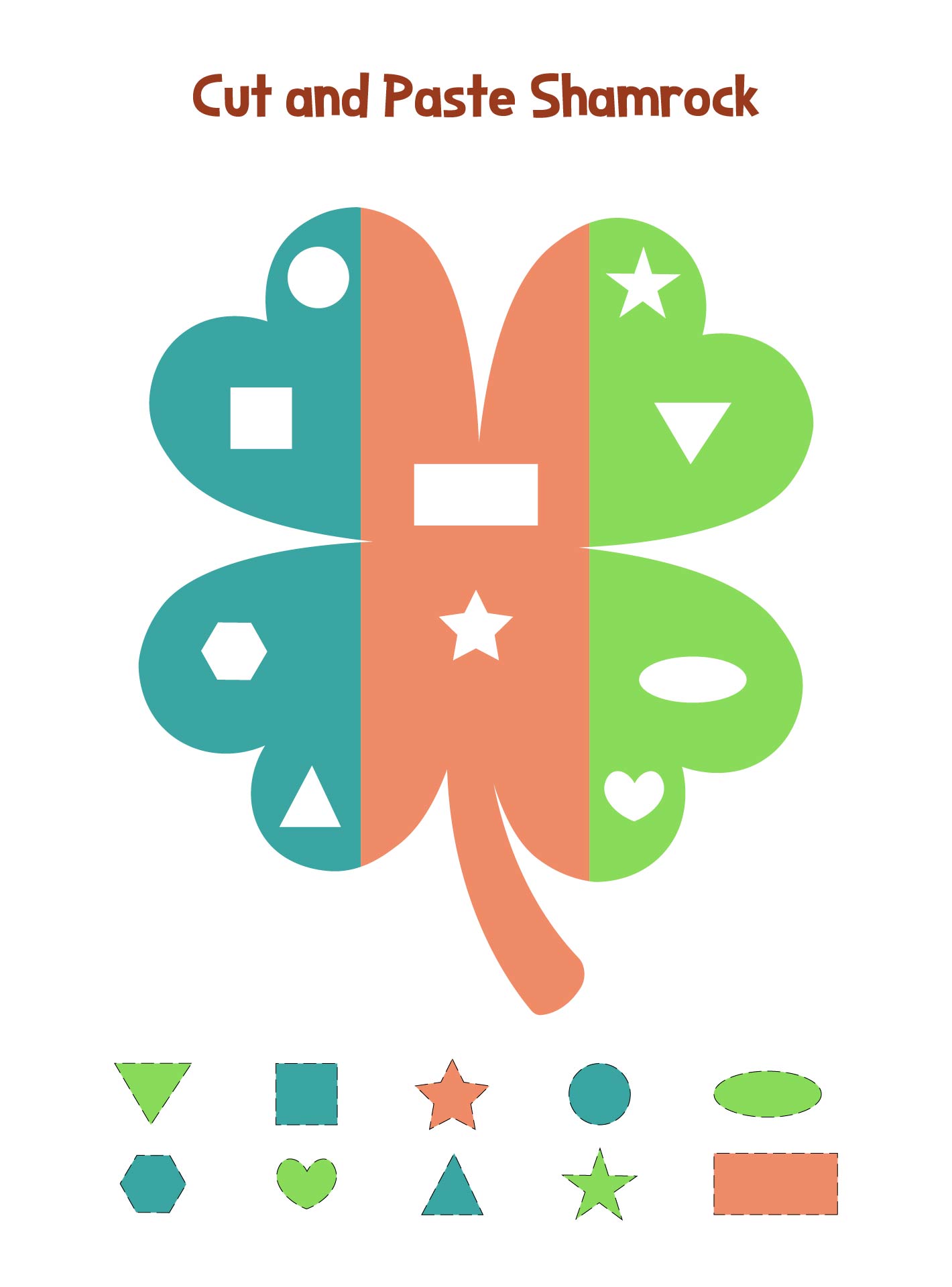 Cut And Paste Shamrock Coloring Page