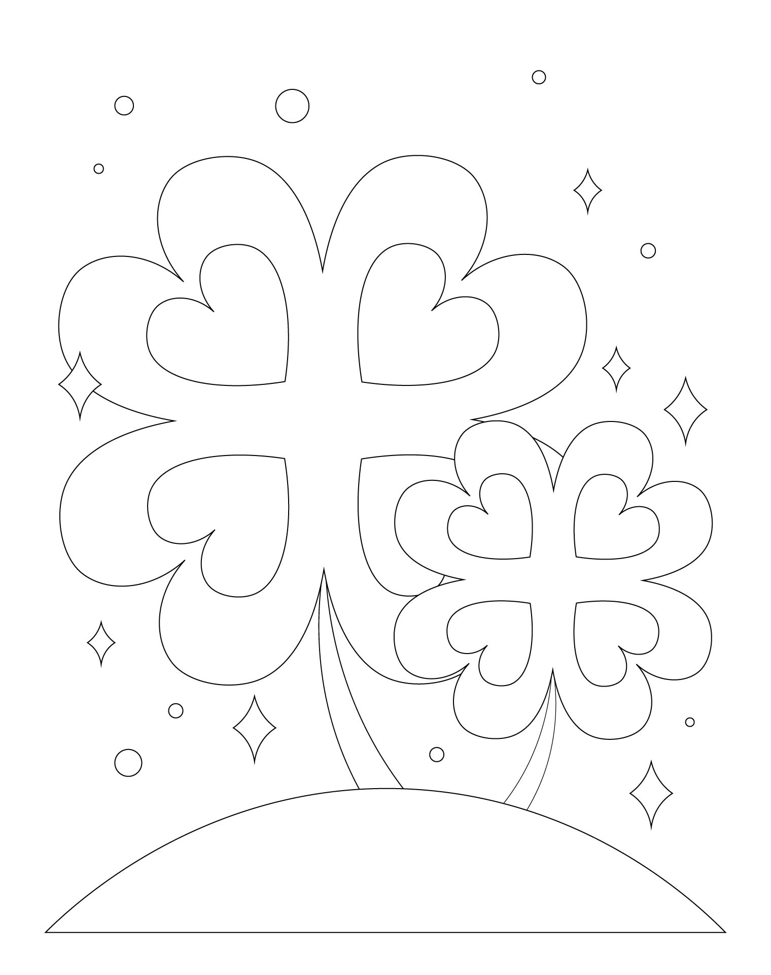 Shamrock 4 Leaf Clover Coloring Page