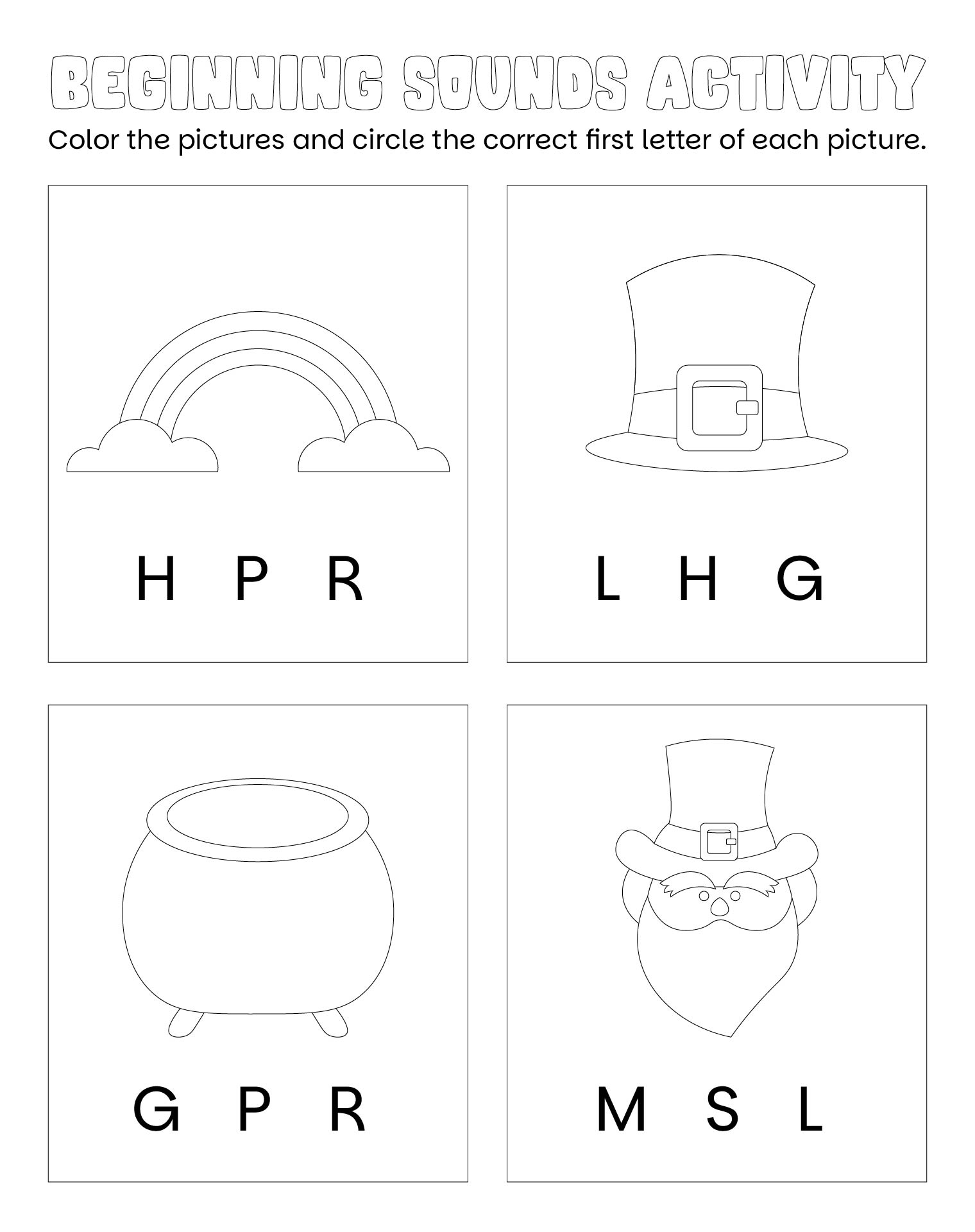 Leprechaun Beginning Sounds Activity