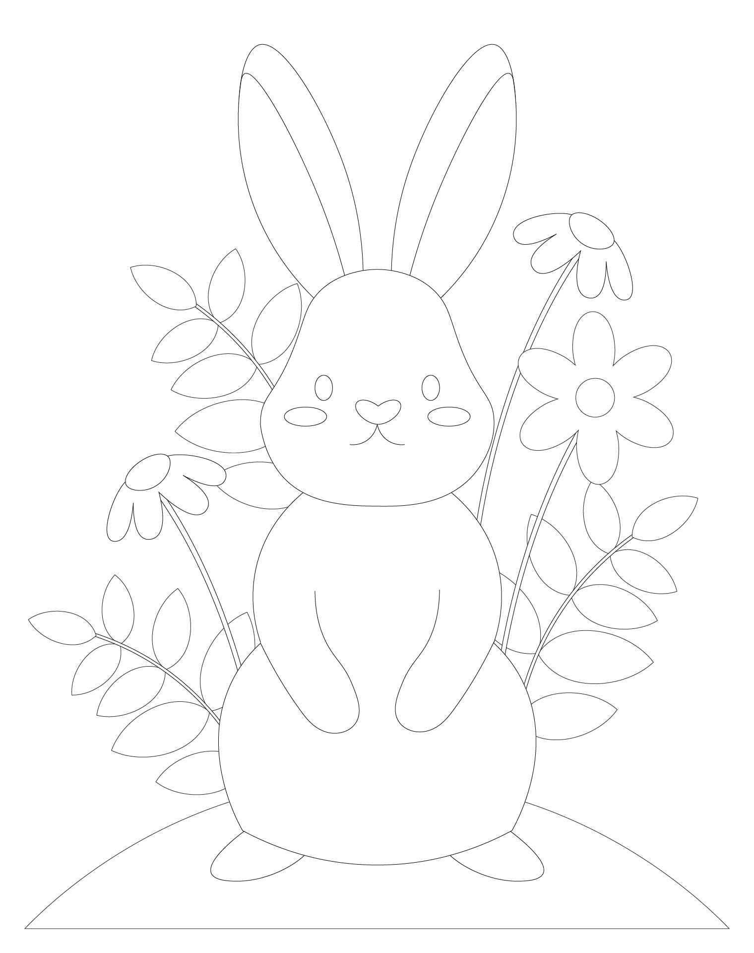 Spring Bunny Outline Coloring Sheet Spring Bunny Outline Coloring Sheet