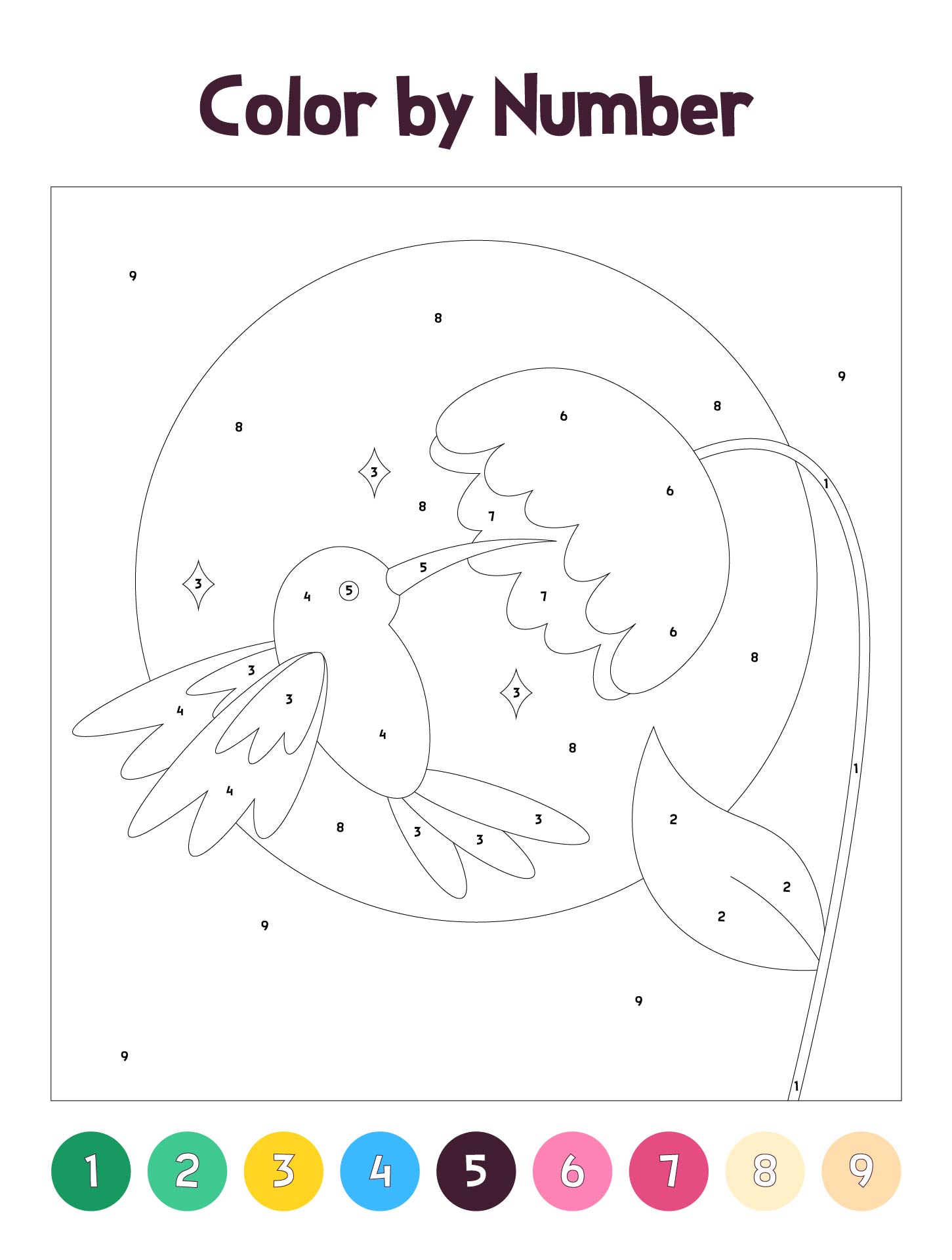 Spring Bird Color By Number Page Spring Bird Color By Number Page