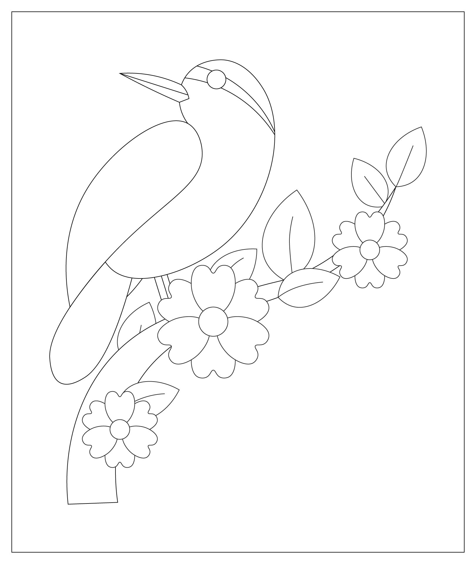 Easy Floral Bird Coloring Page Easy Floral Bird Coloring Page