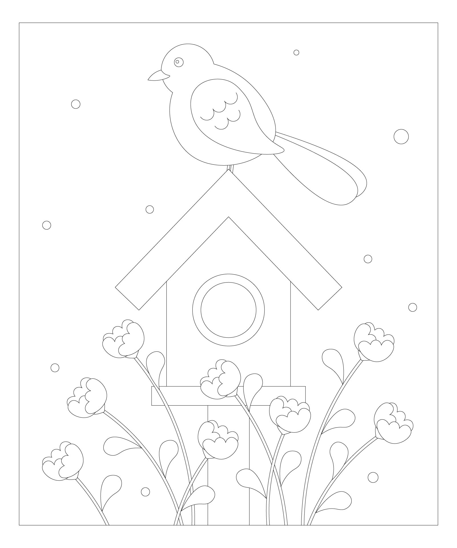 Simple Spring Birdhouse Coloring Page Simple Spring Birdhouse Coloring Page
