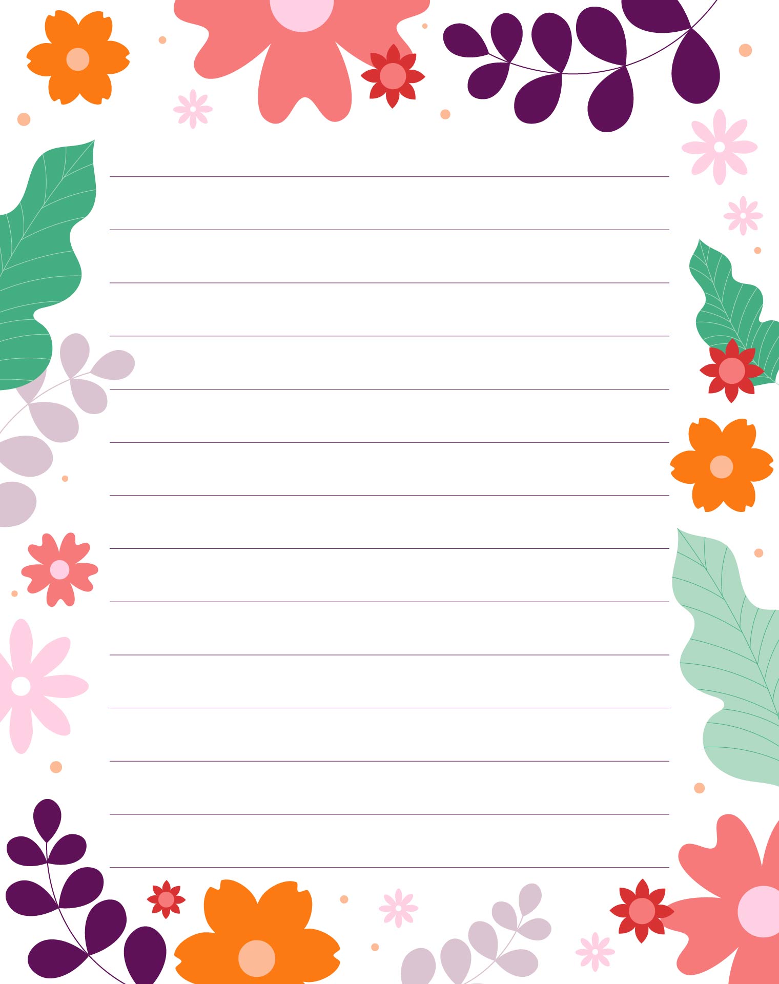 Spring Floral Border Stationery