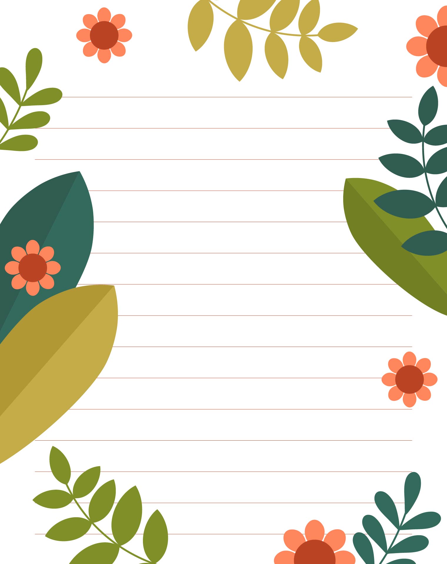 Spring Leaf Page Borders For Writing