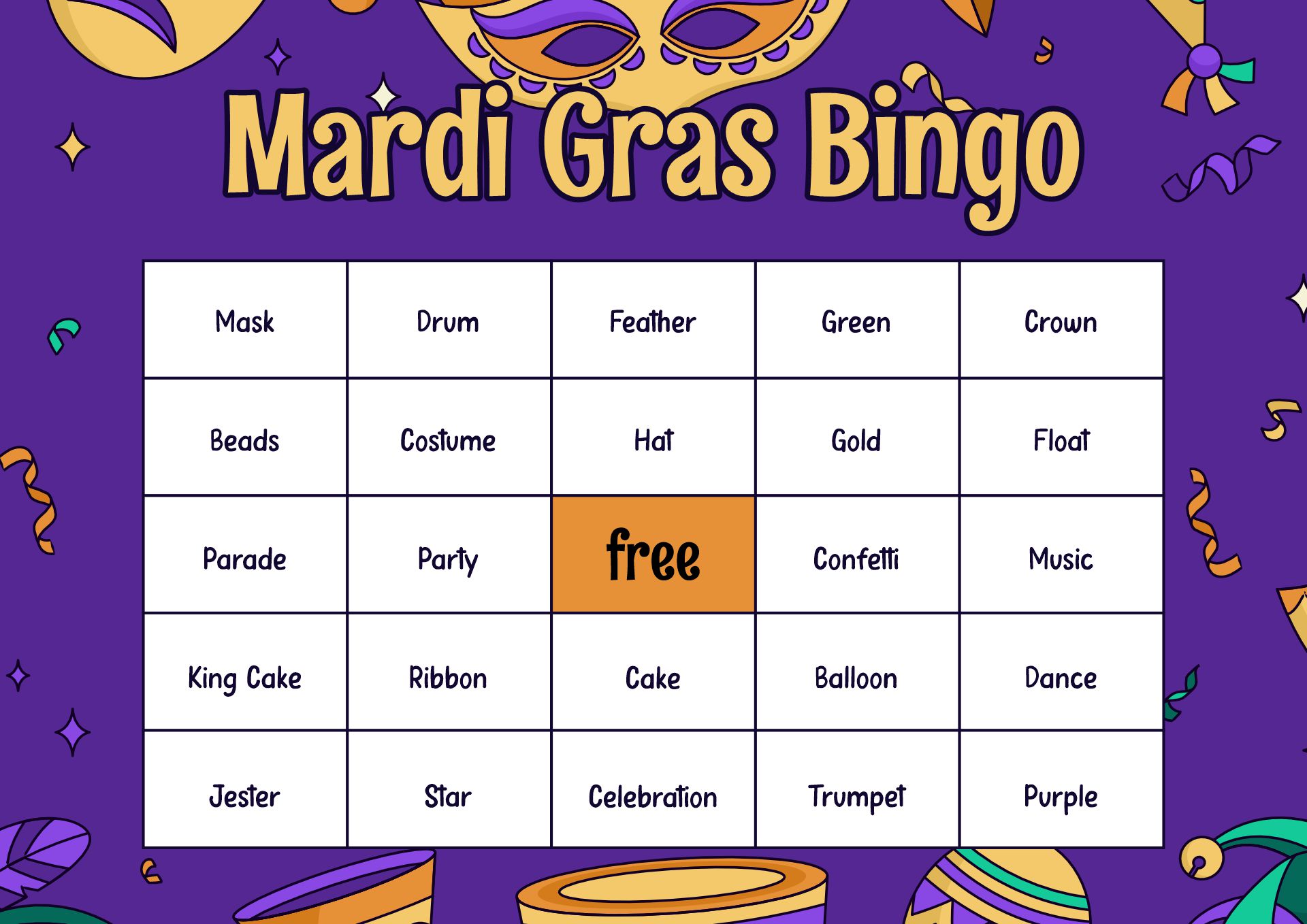 Adult Mardi Gras Bingo Printable Sheets Adult Mardi Gras Bingo Printable Sheets