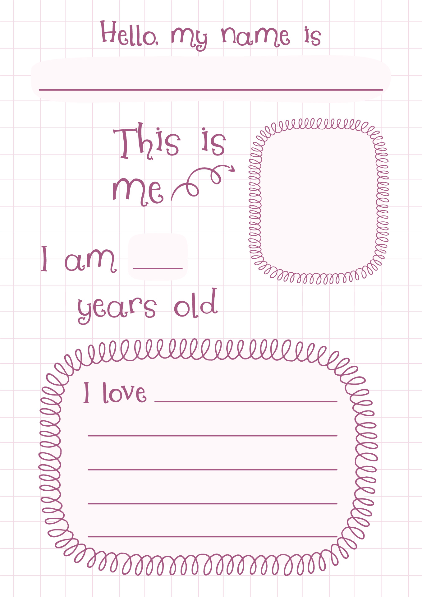 All About Me First Day of School Worksheet