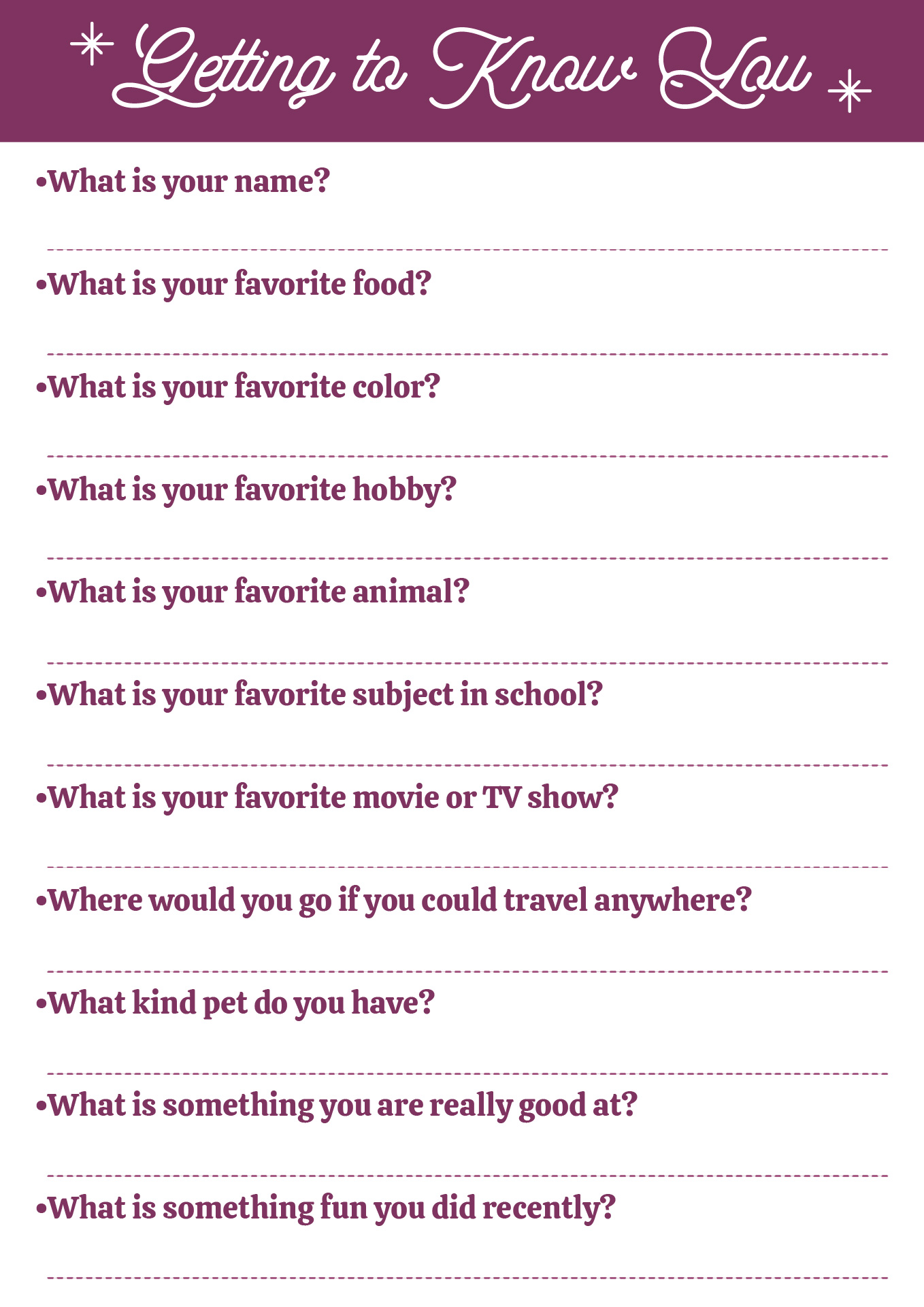 All About Me Getting to Know You Classroom Activities