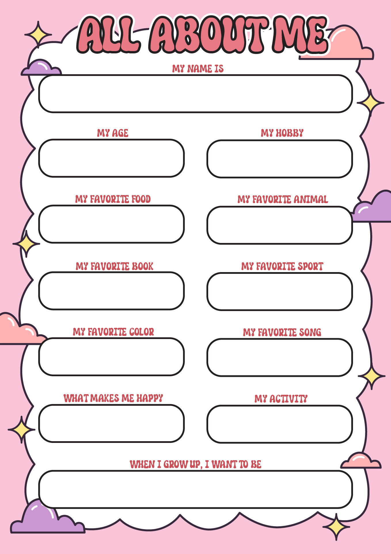 All About Me Poster Activities for 3rd Graders