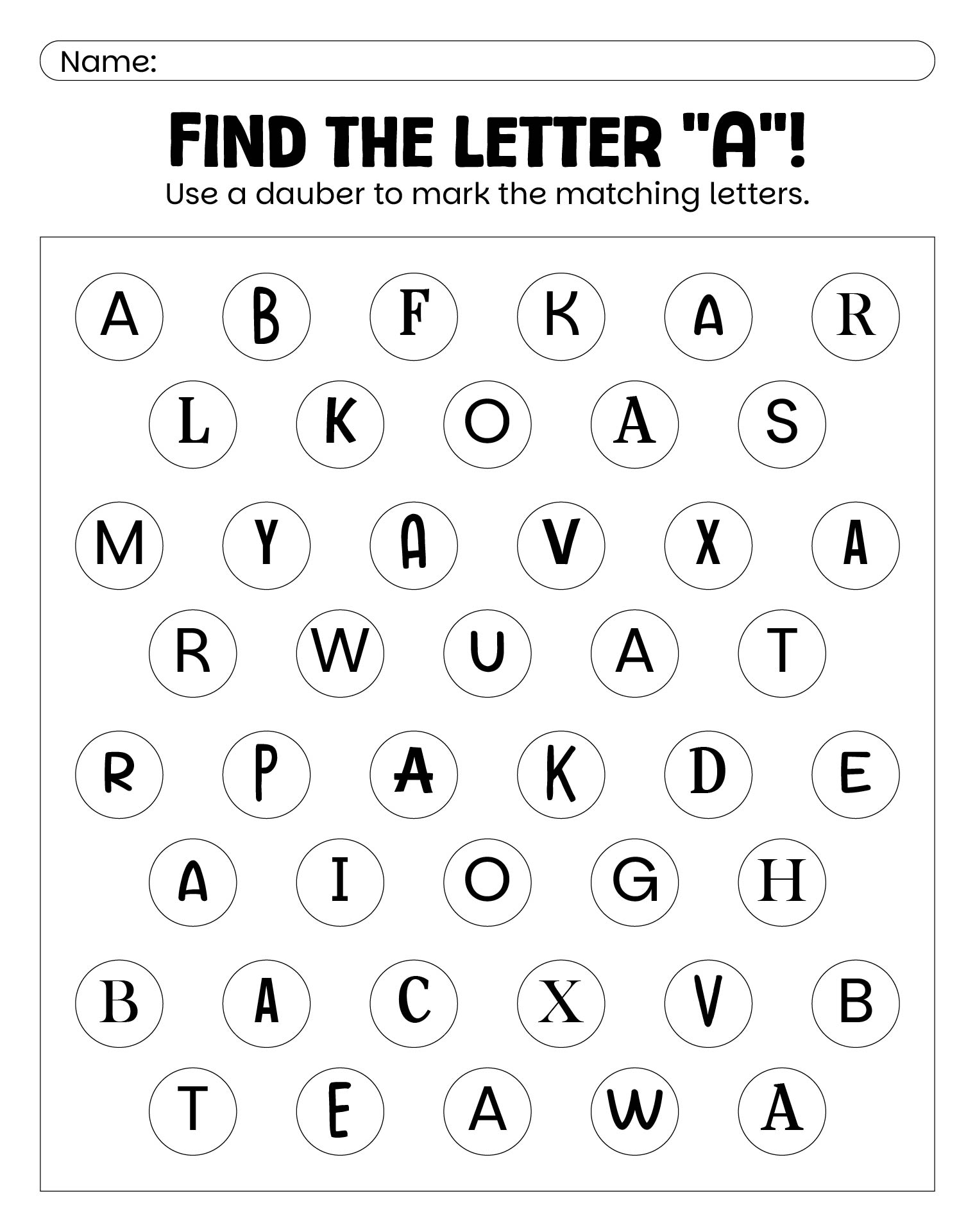 Alphabet Bingo Dauber Dot Activities