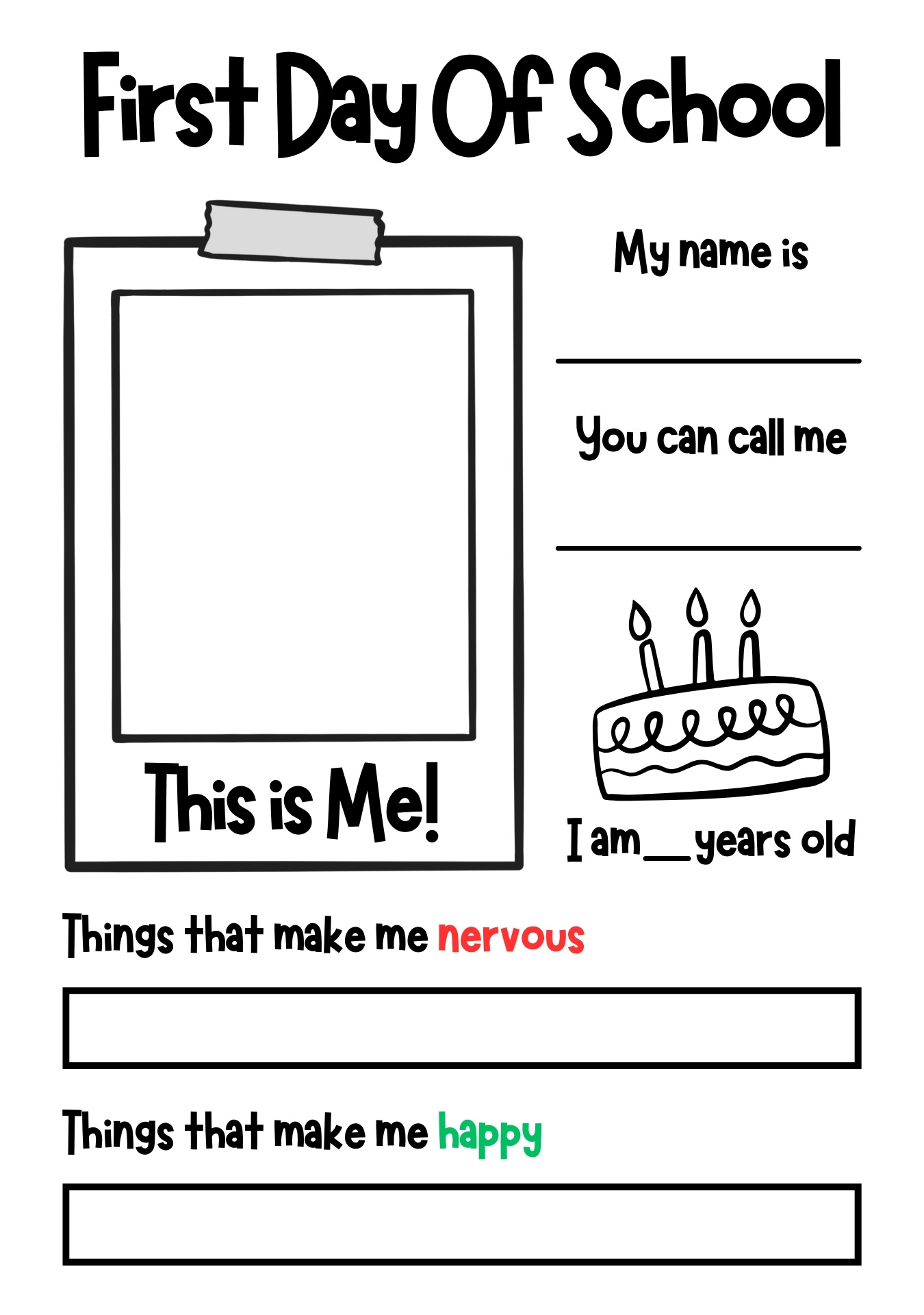 Back to School All About Me Worksheet Sets