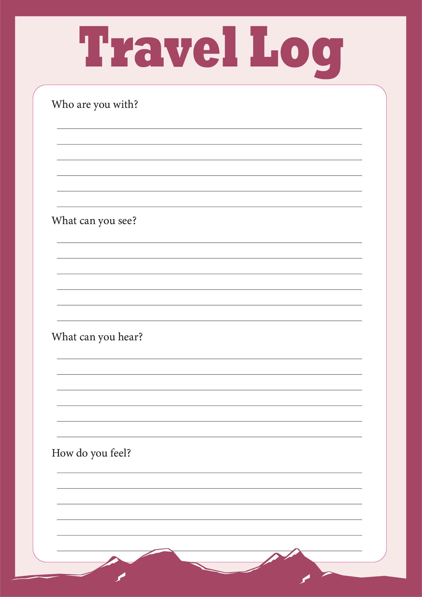 Blank Travel Log Templates Blank Travel Log Templates