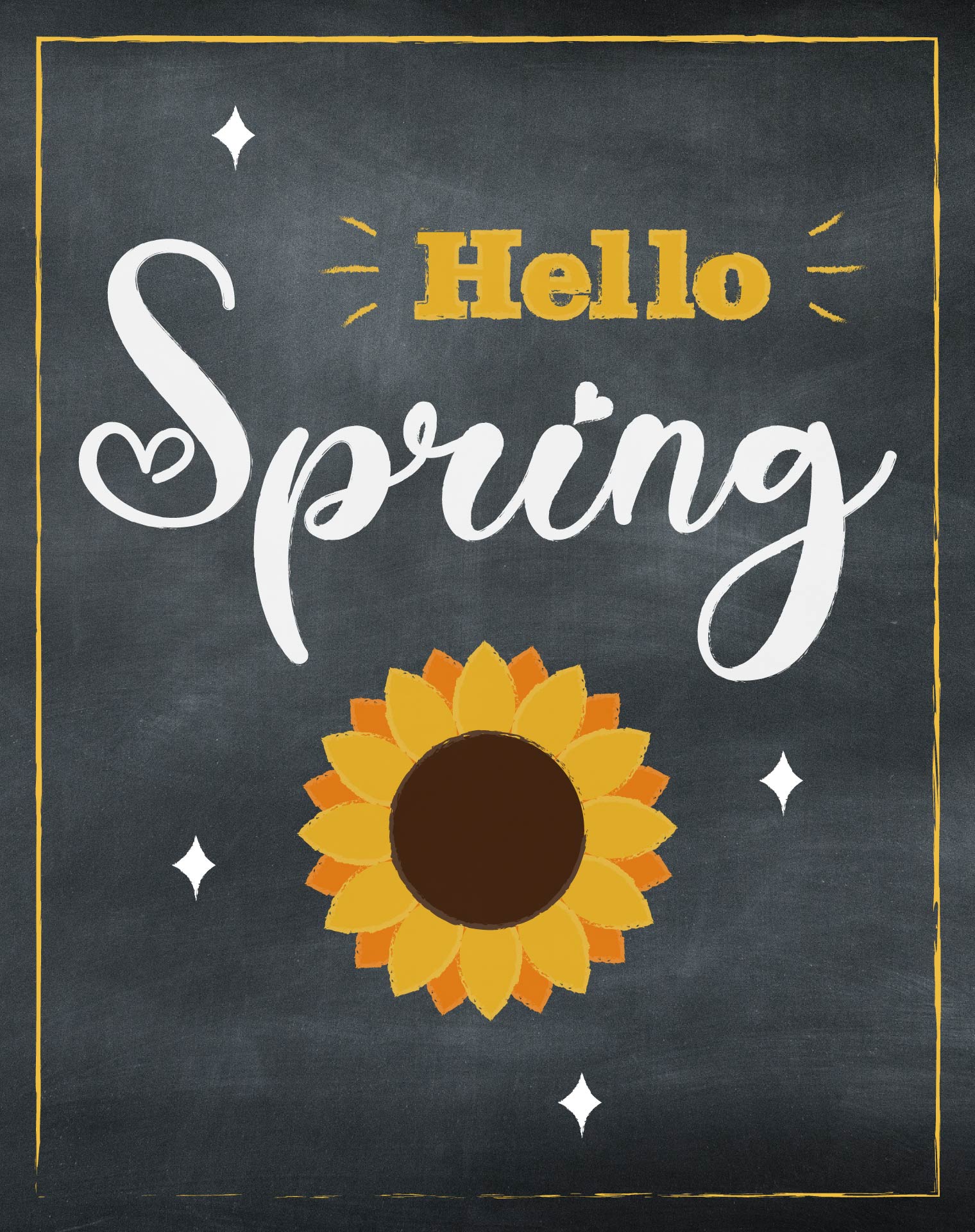 Chalkboard Design Hello Spring Wall Art