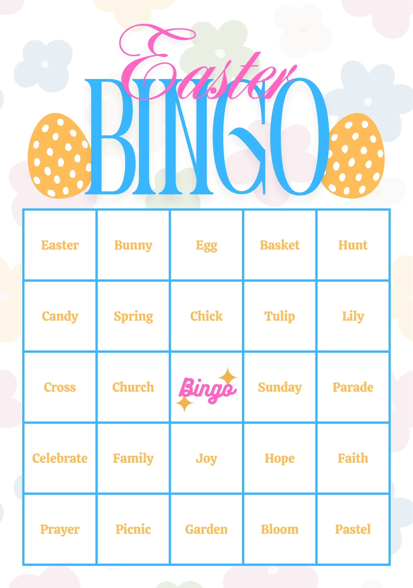 Christian Easter Bingo Cards for Sunday School
