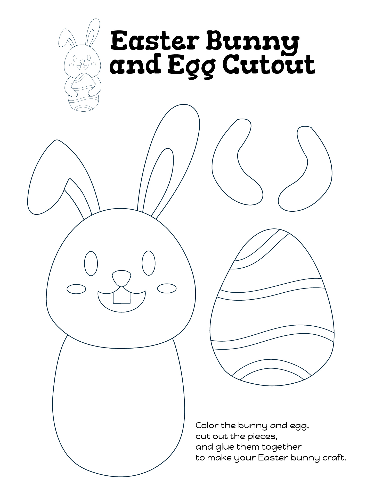 Easter Bunny and Egg Cutout Printables