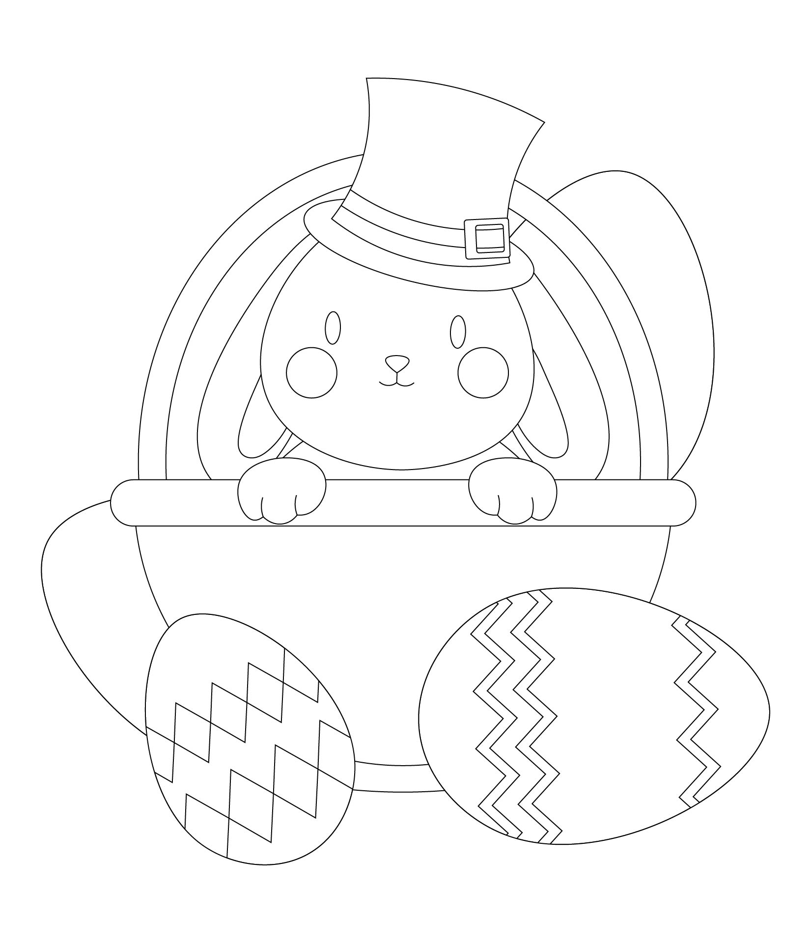 Easter Bunny Basket Coloring Sheet