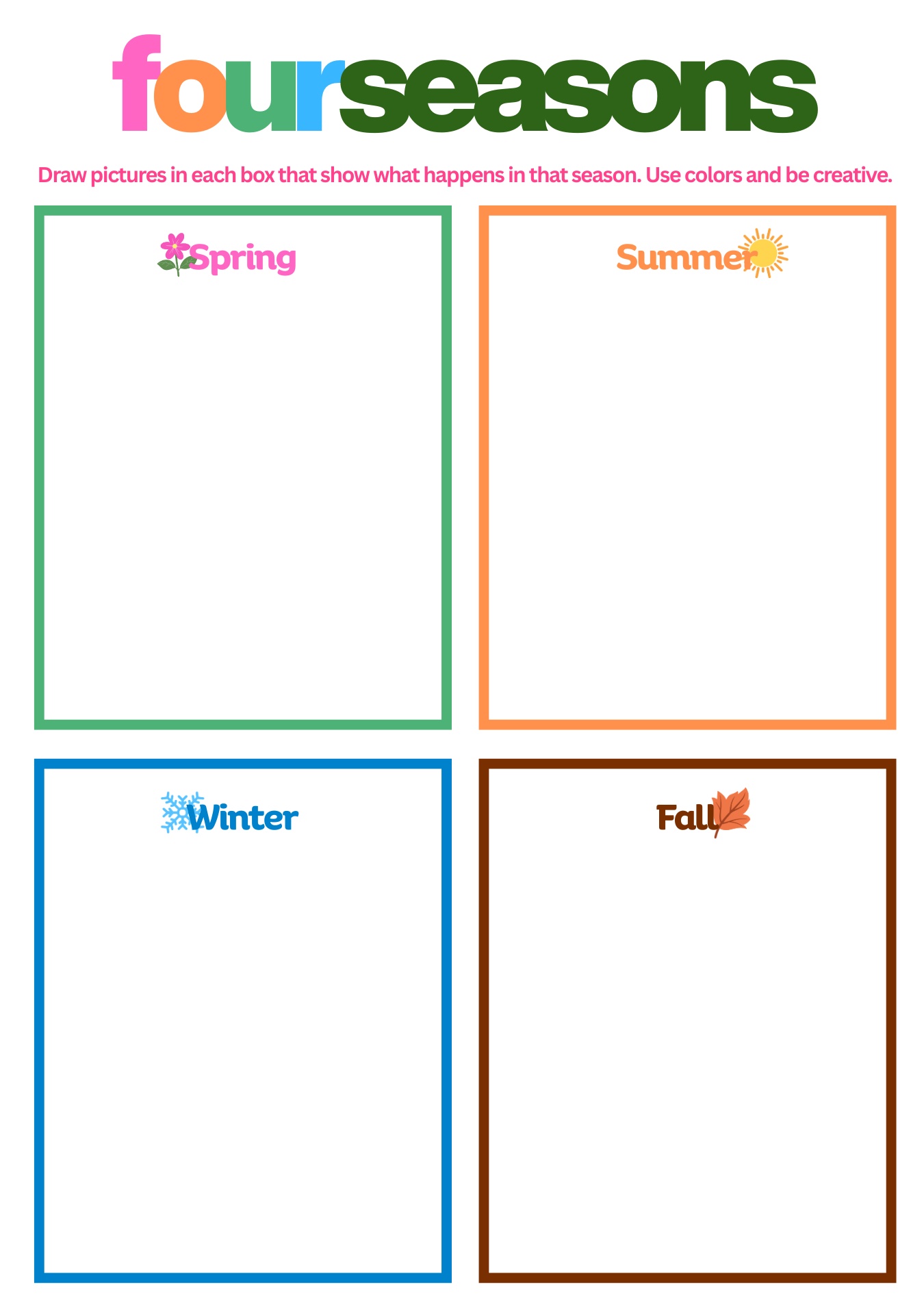 Four Seasons Preschool Activity Sheets