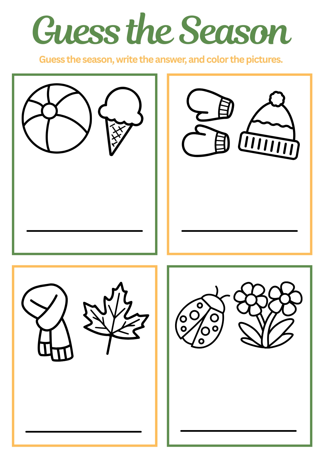 Four Seasons Preschool Coloring Pages