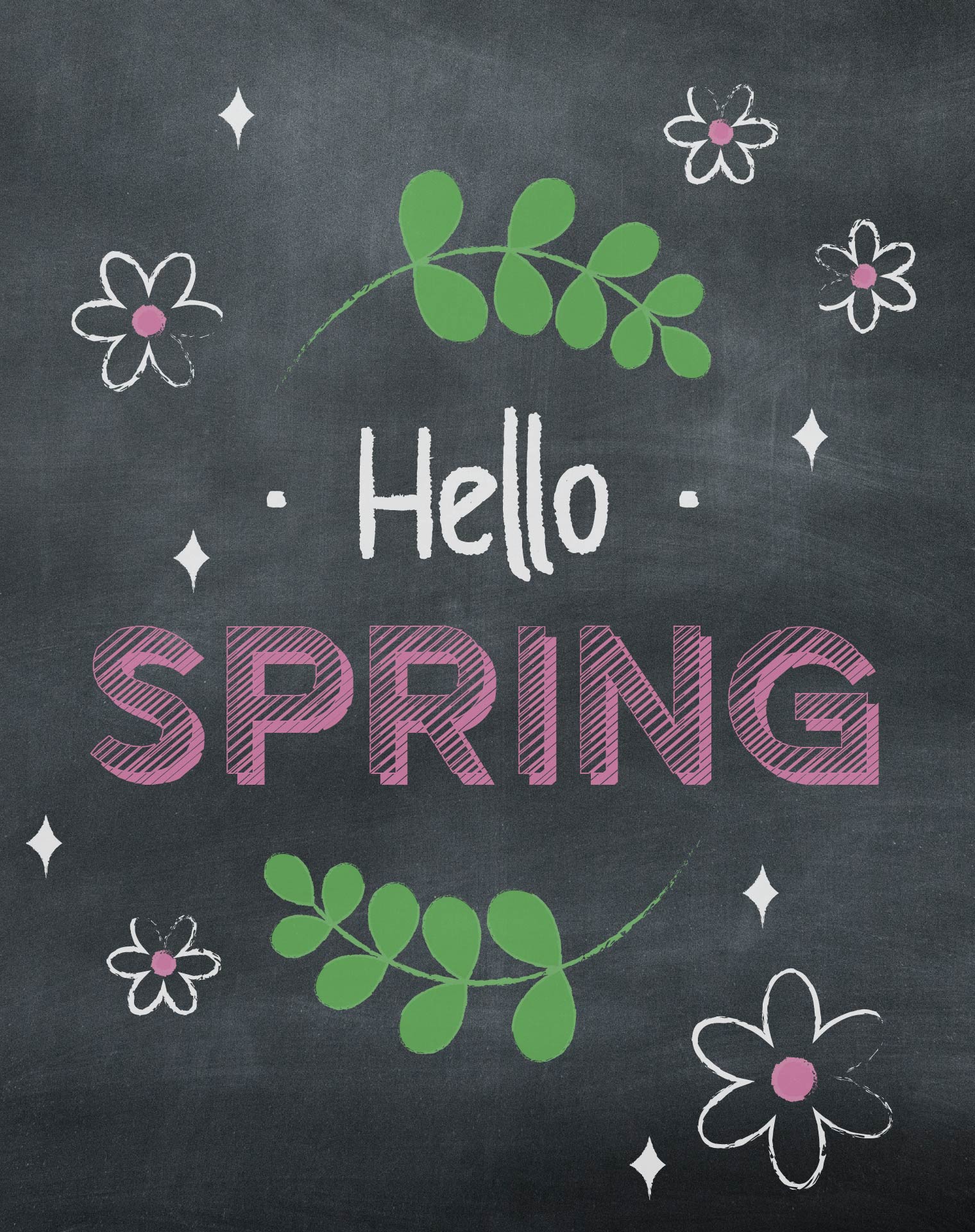 Hello Spring Chalkboard Art Printable