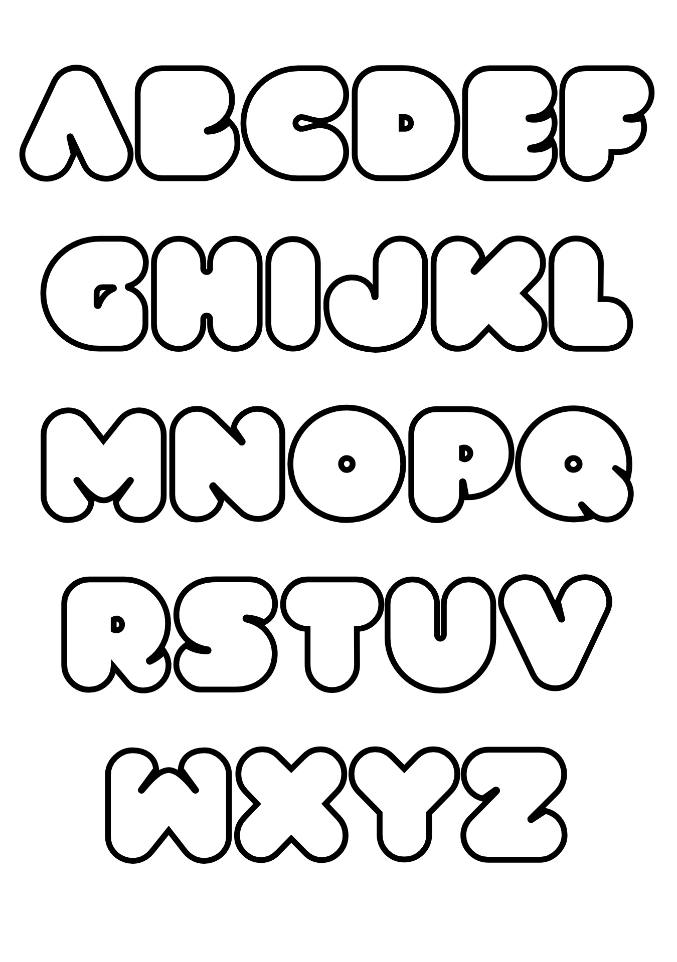 Large Printable Bubble Letters Alphabet